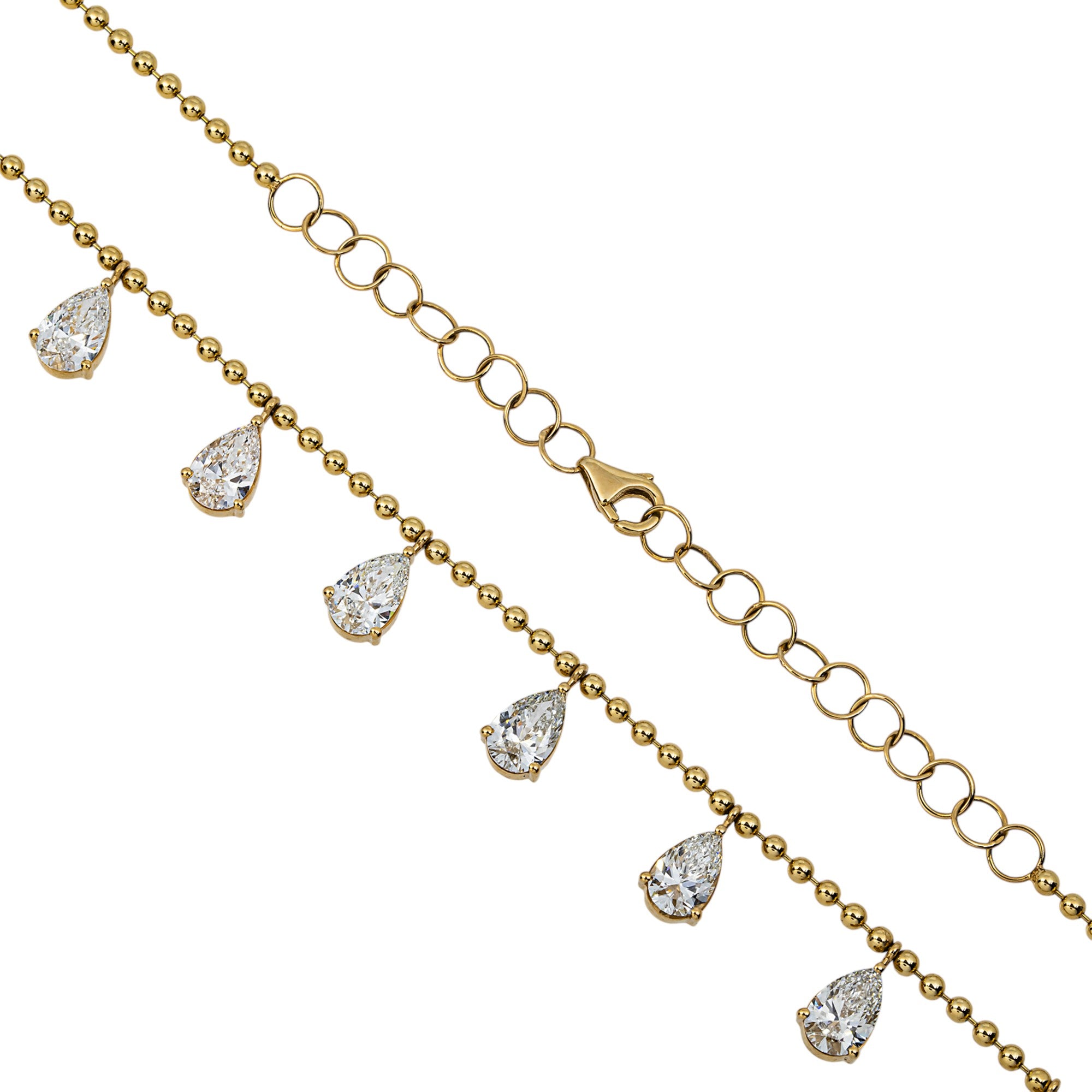 14K Yellow Gold Pear Diamond Necklace 5.75ct