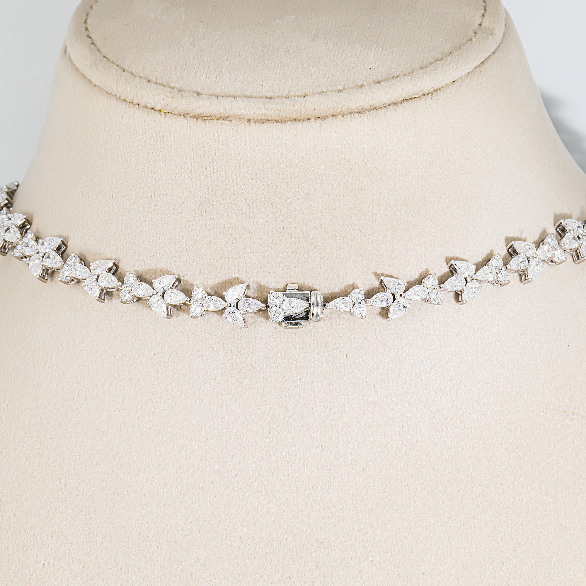 14K White Gold Multi Shape Fancy Yellow & White Diamond Drop Necklace 130.45ctw