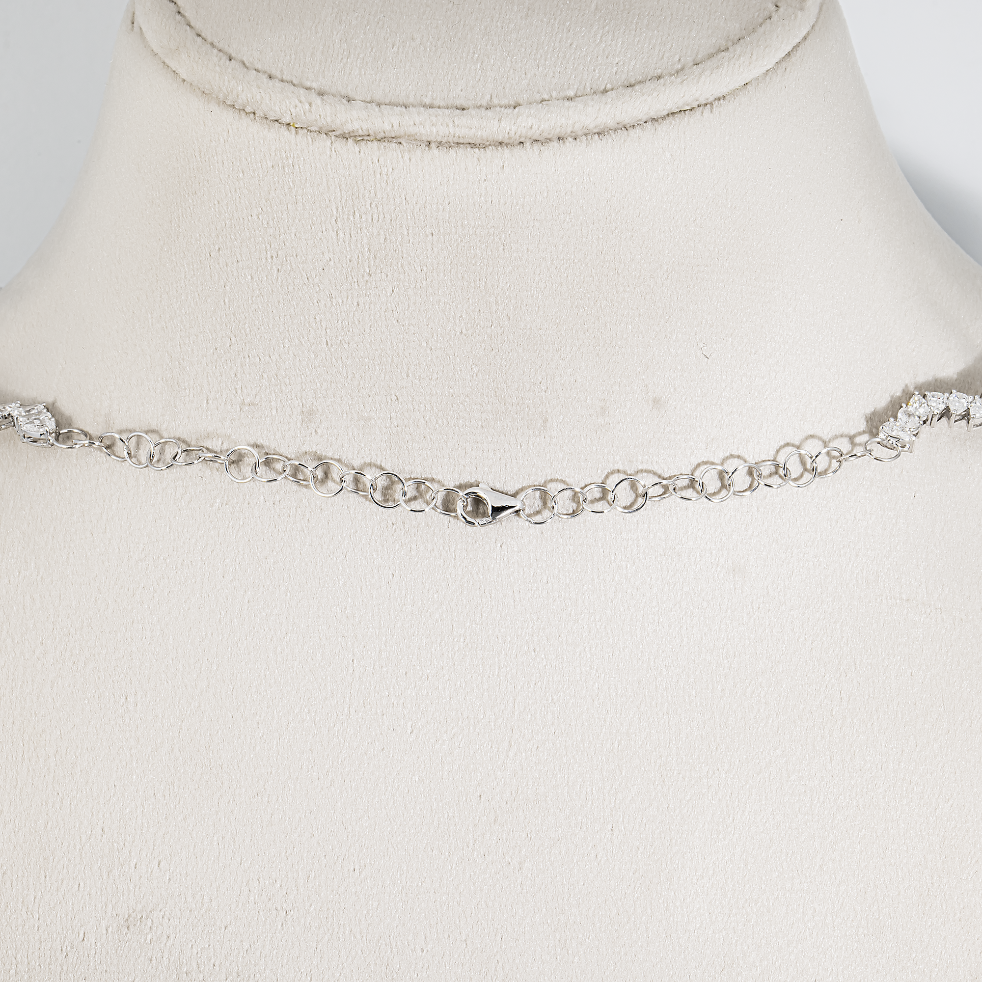 14K White Gold Pear Diamond Wavy Tennis Chain 14.31ct