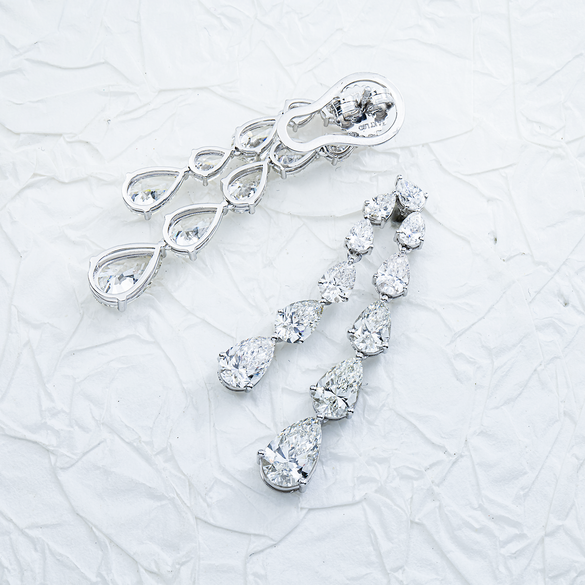 14K White Gold Pear Diamond Drop Earrings 10.10ctw