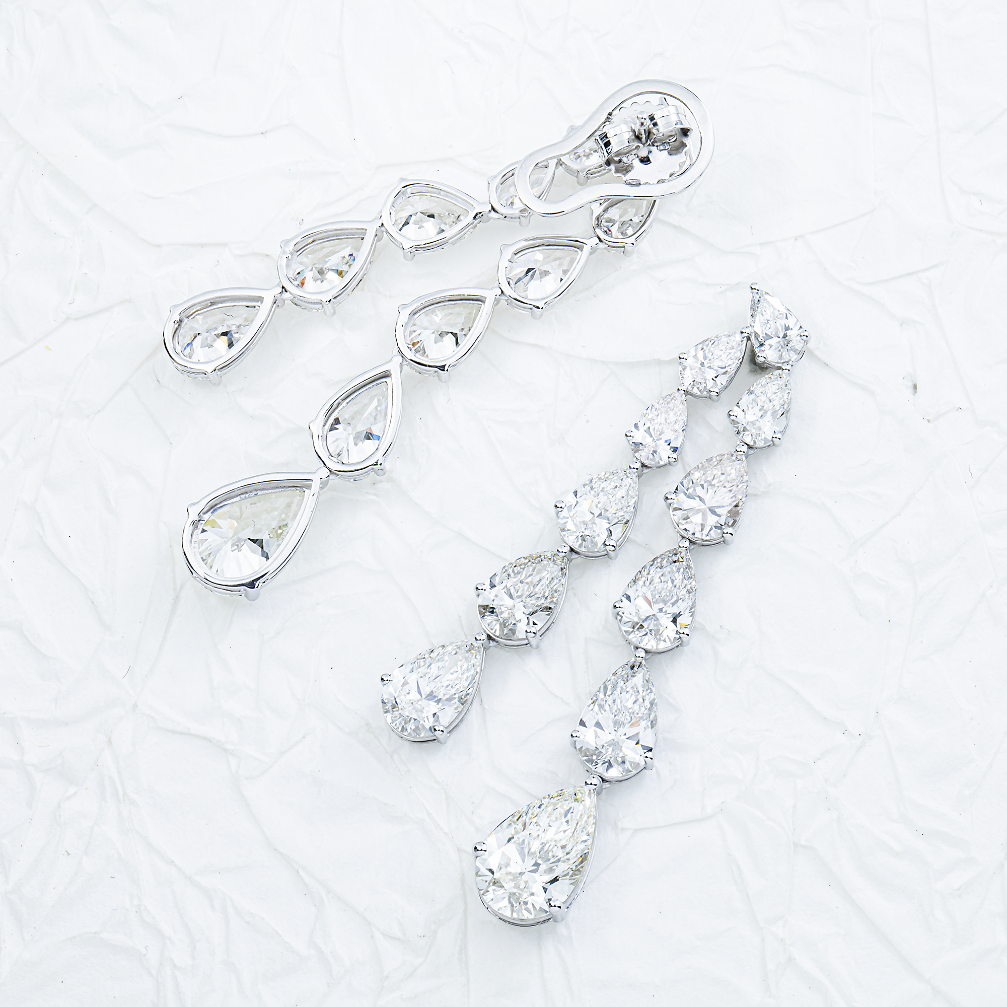 14K White Gold Pear Diamond Drop Earrings 19.68ctw