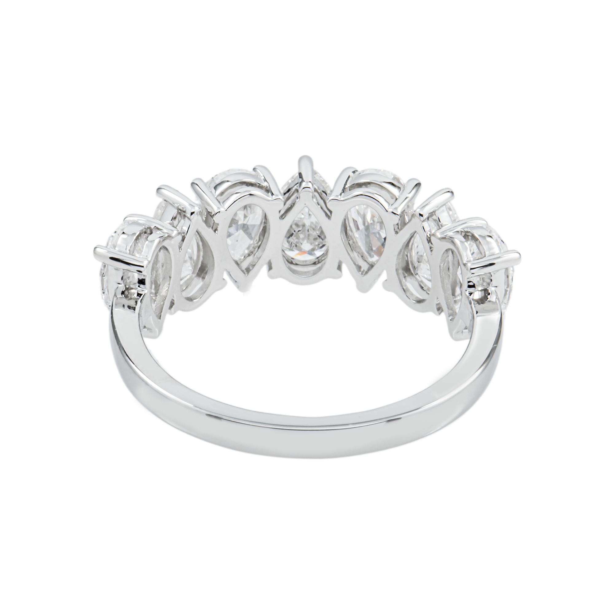 14K White Gold Pear Cut Diamond Half Eternity Ring 2.90ct