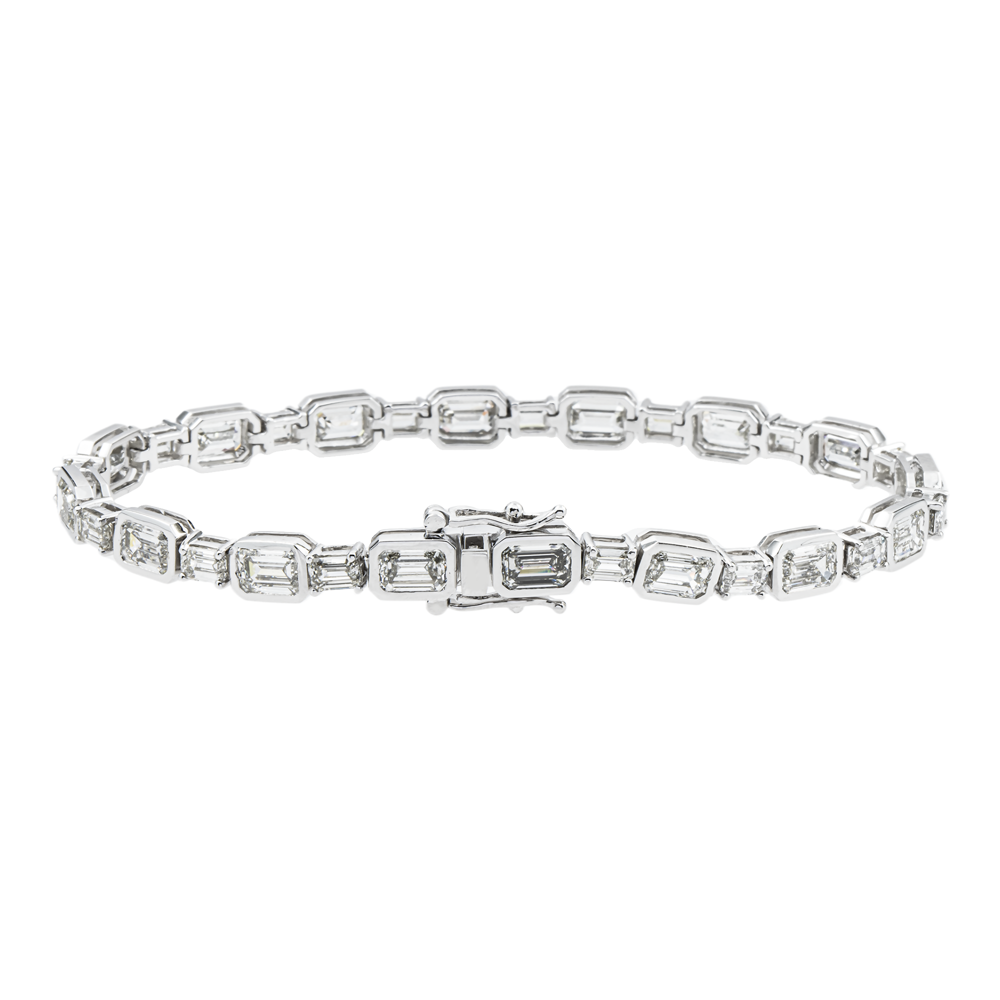 14K White Gold Emerald Cut Diamond Bracelet 11.92ct