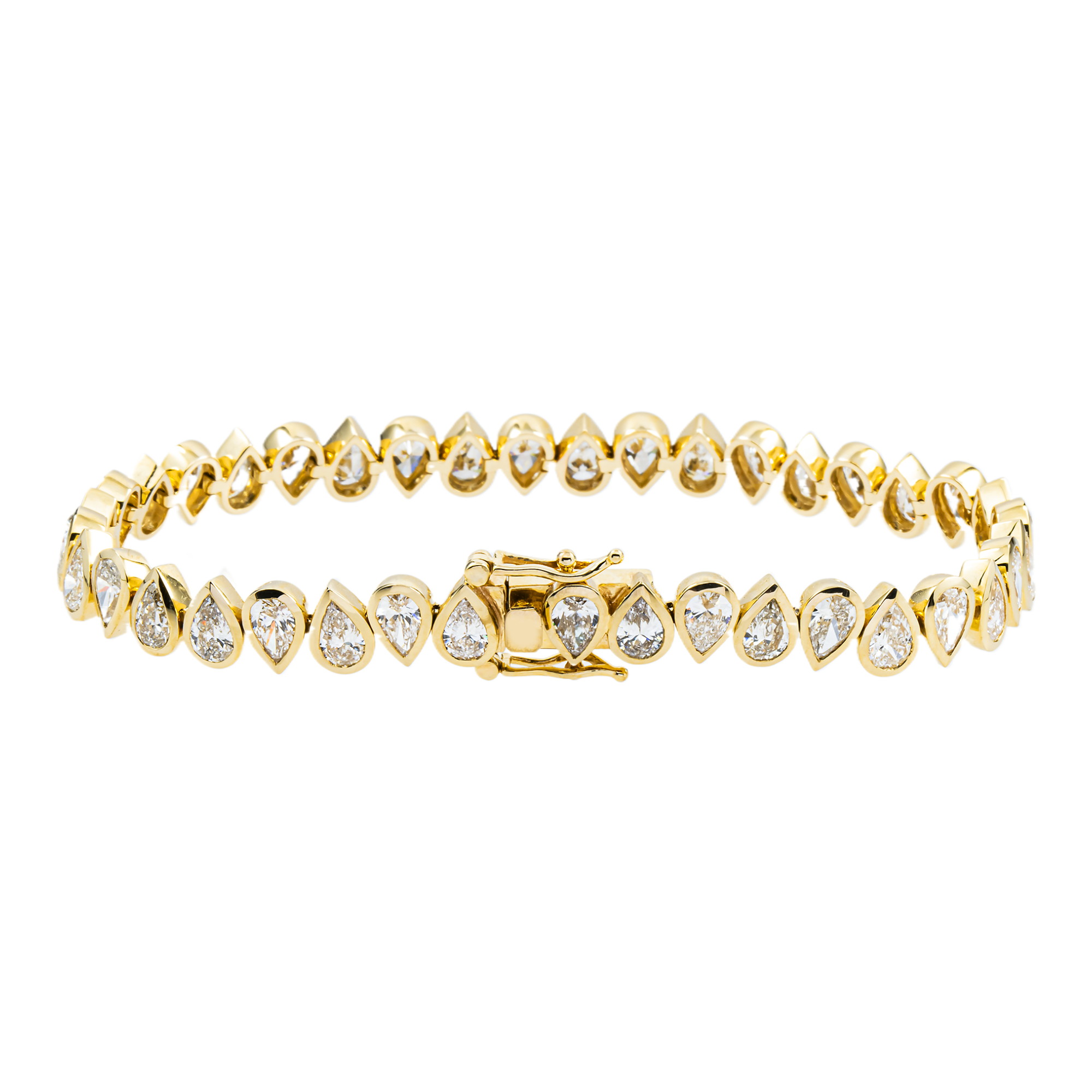 14K Yellow Gold Pear Cut Diamond Tennis Bracelet 9.29ct