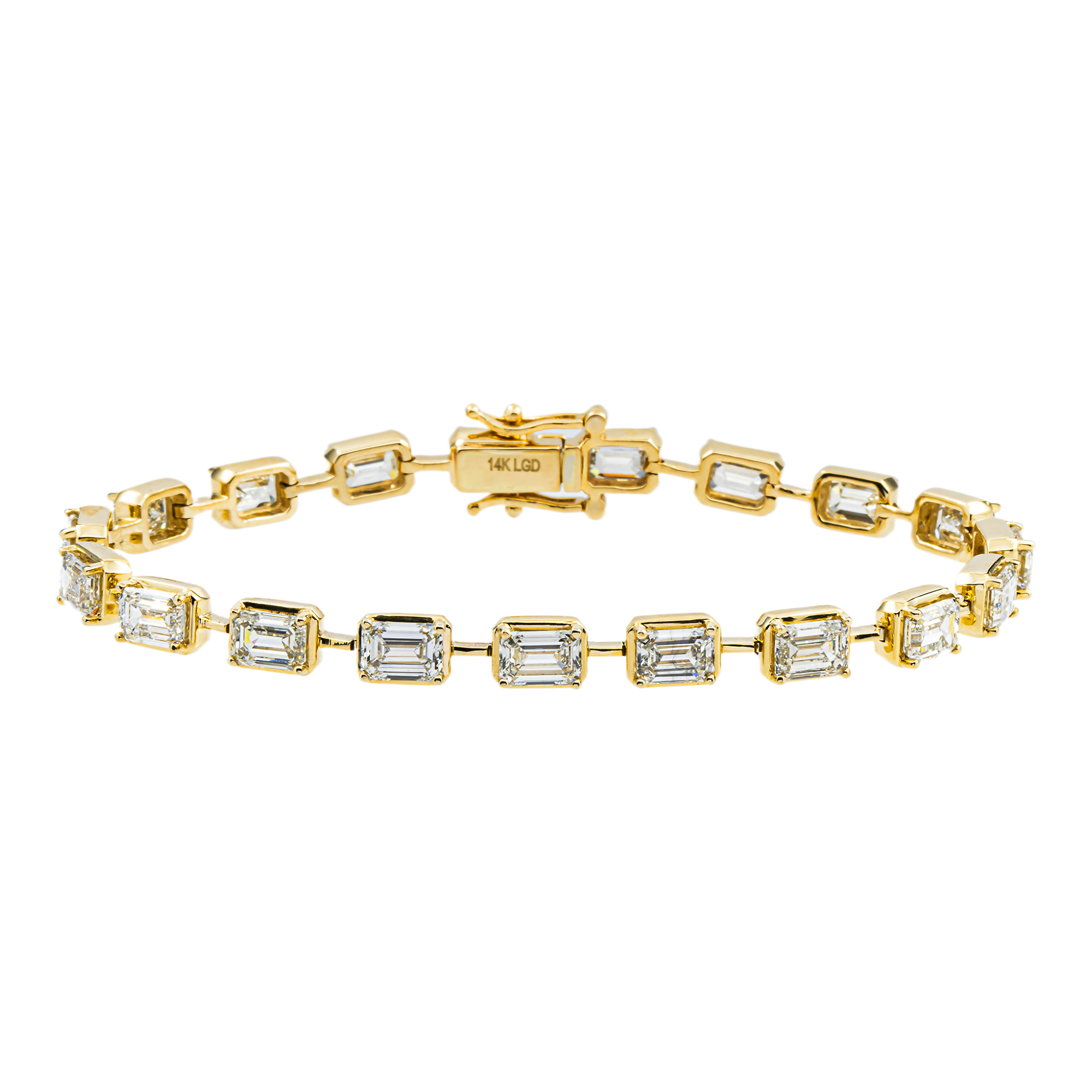 14K Yellow Gold Emerald Cut Diamond Satellite Bracelet 10.41ct