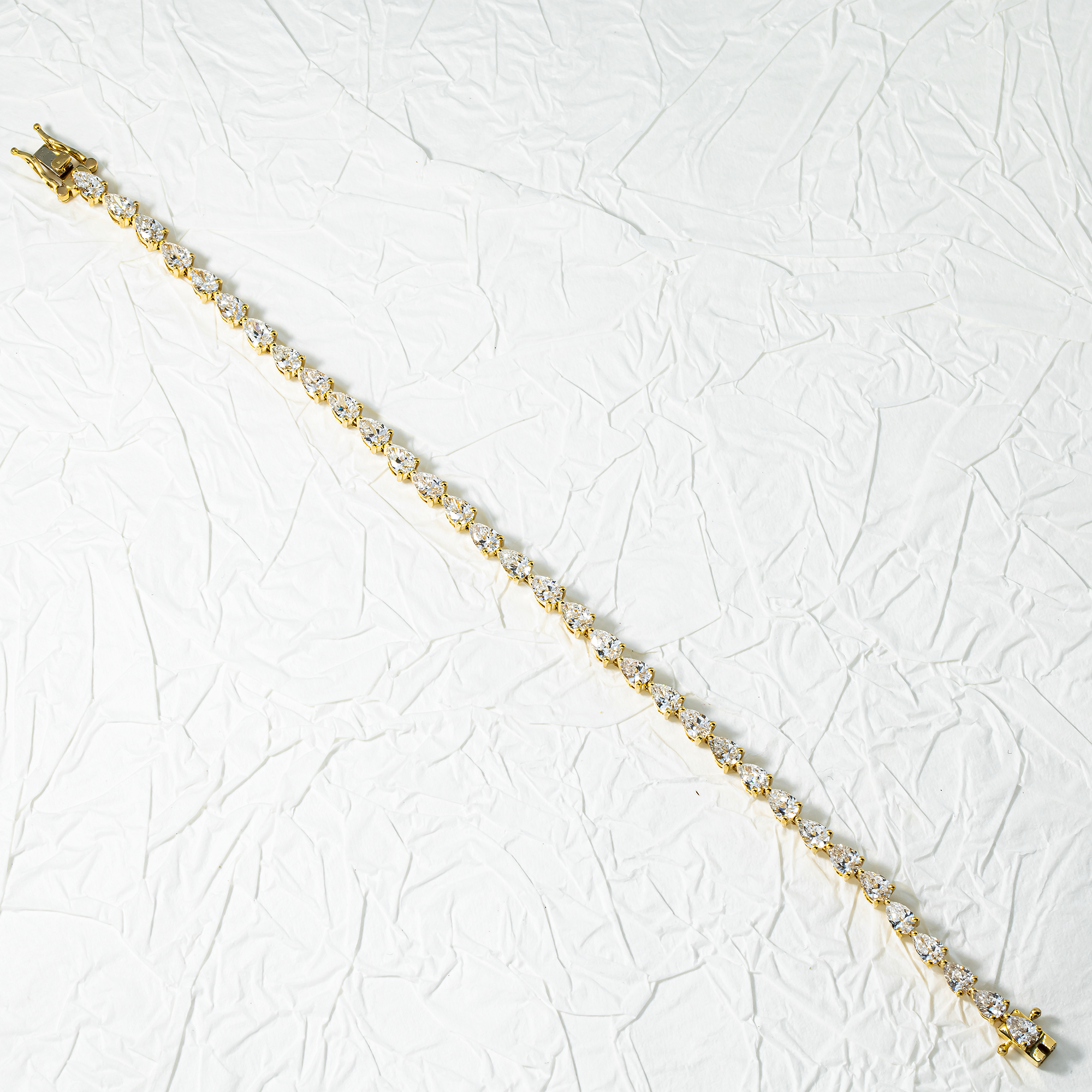 14K Yellow Gold Pear Cut Diamond Tennis Bracelet 7.02ct