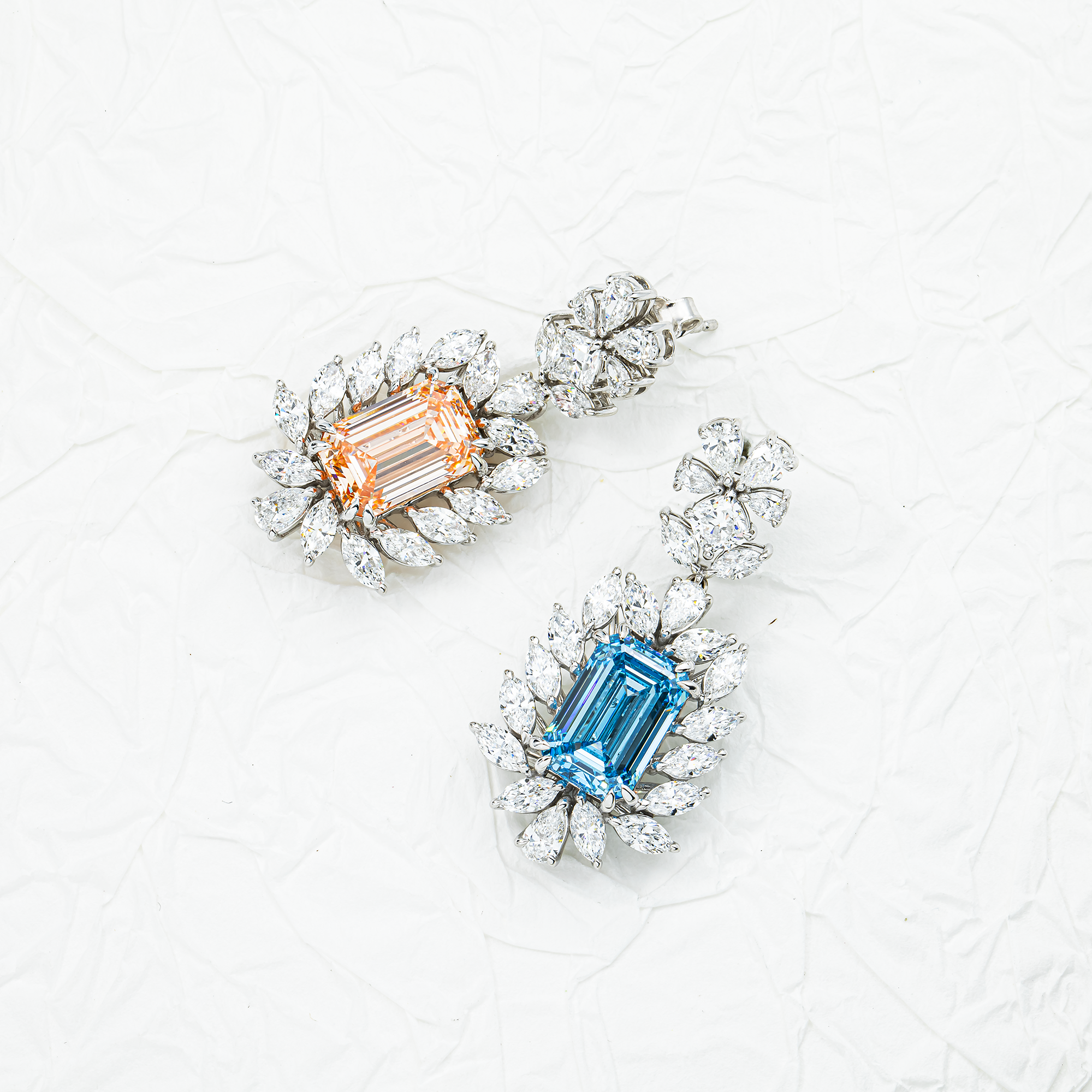 IGI Certified Fancy Pink & Blue Diamond Drop Earrings 10.59ctw