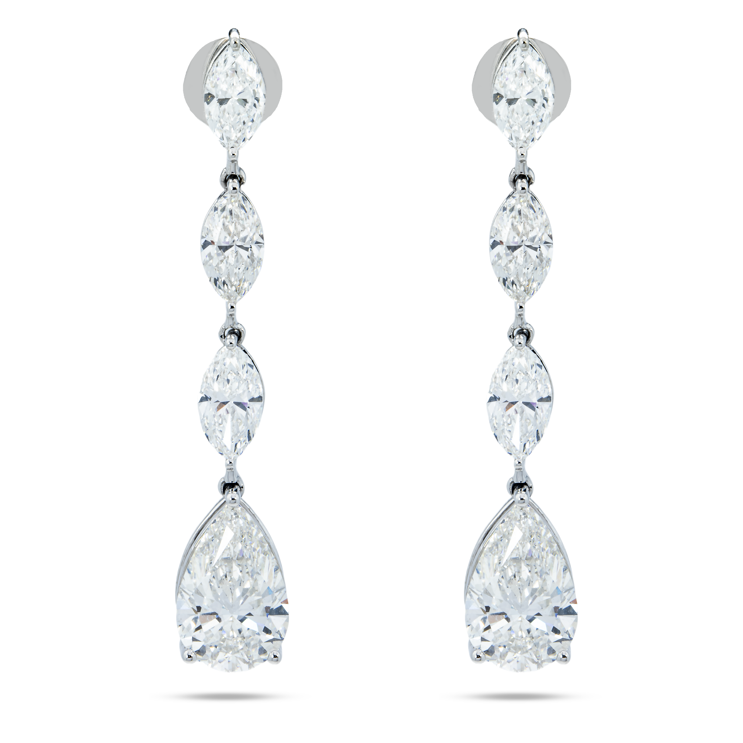 14K White Gold Marquise & Pear Cut Raindrop Earings 9.81Ctw Earrings