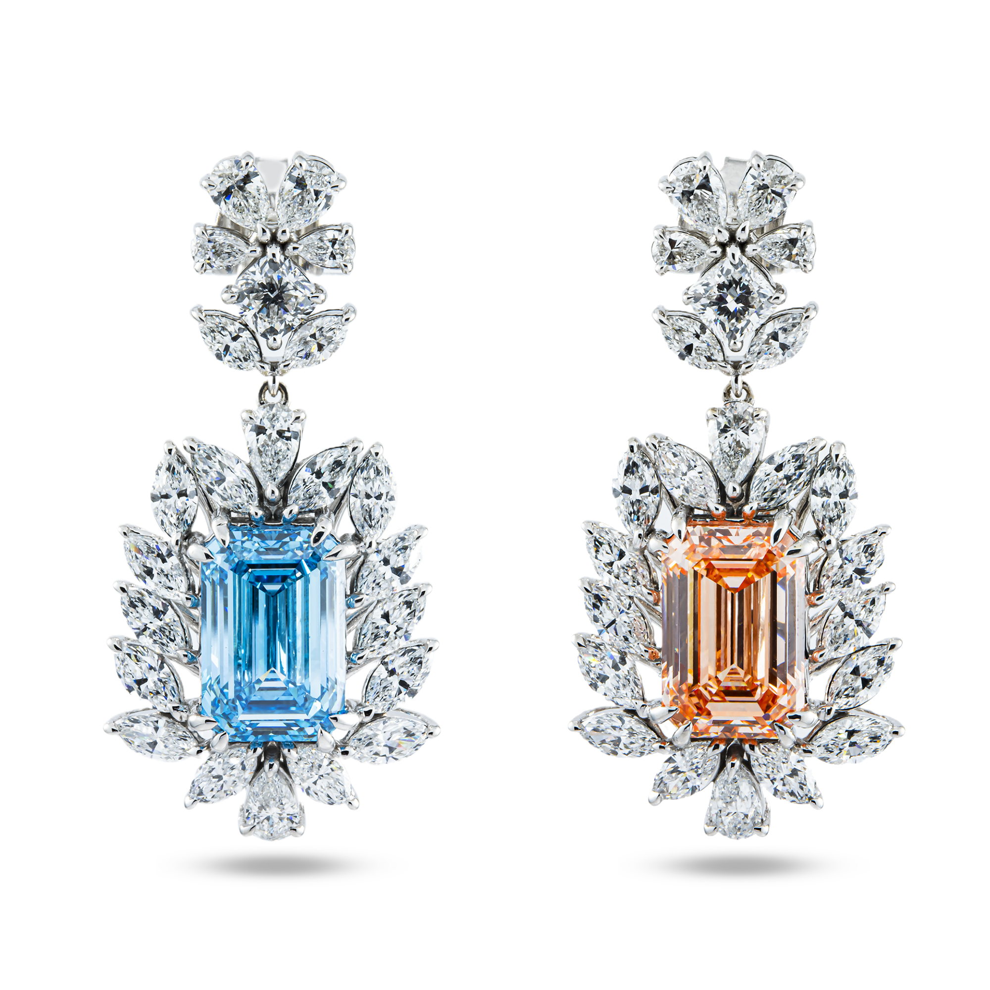 IGI Certified Fancy Pink & Blue Diamond Drop Earrings 10.59ctw