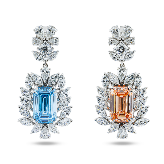 IGI Certified Fancy Pink & Blue Diamond Drop Earrings 10.59ctw