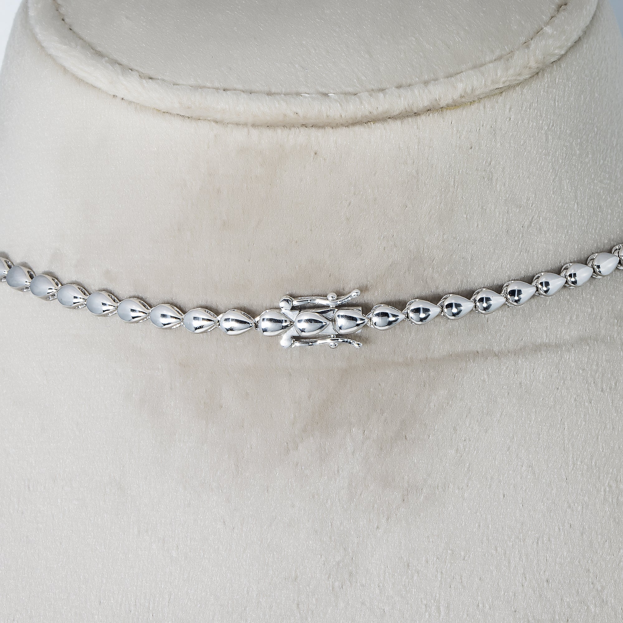 14K White Gold Pear Cut Ruby & Diamond Drop Necklace Necklace