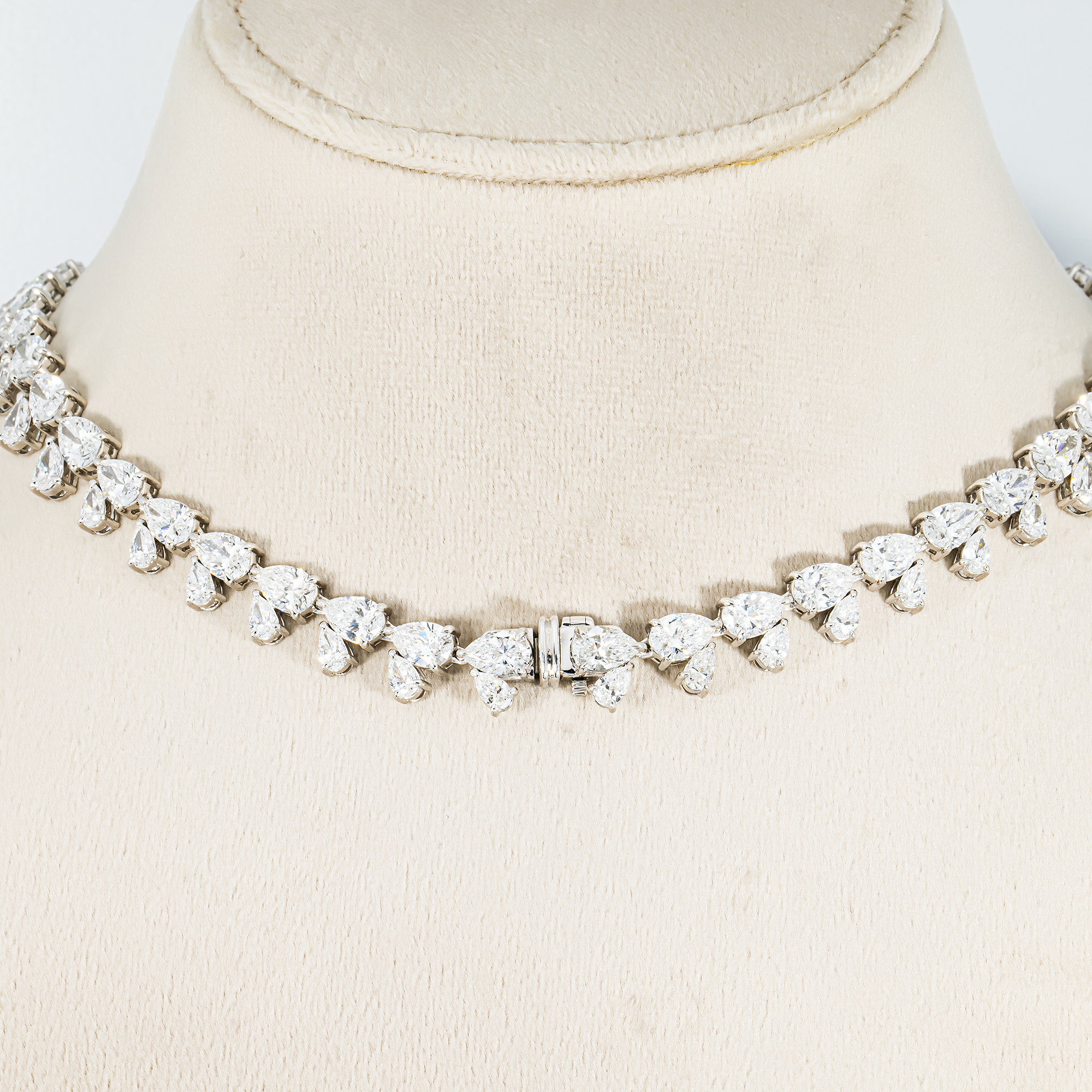 IGI 14K White Gold Fancy Pink Emerald Cut Diamond Goddess Drop Necklace 89.02ct