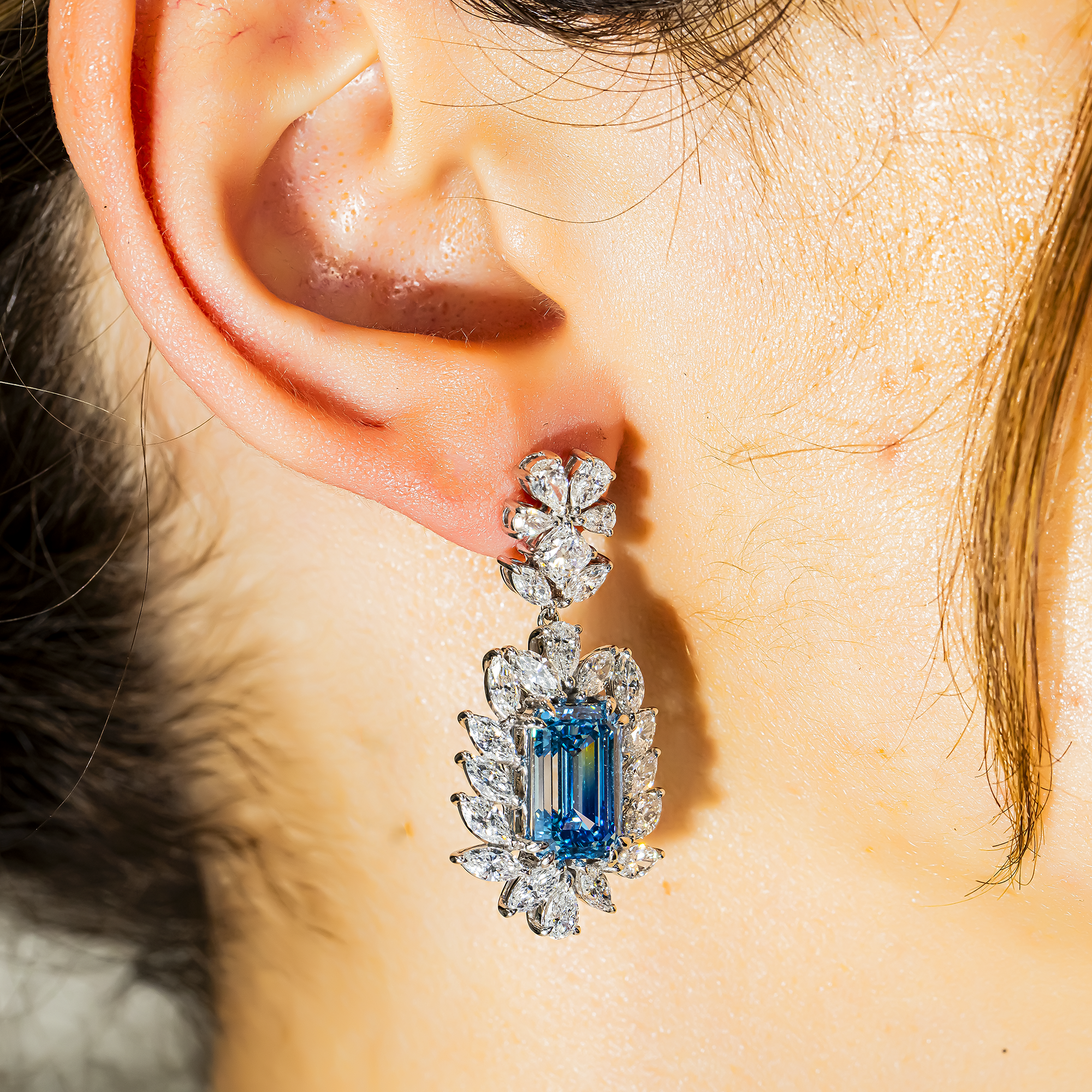 IGI Certified Fancy Pink & Blue Diamond Drop Earrings 10.59ctw
