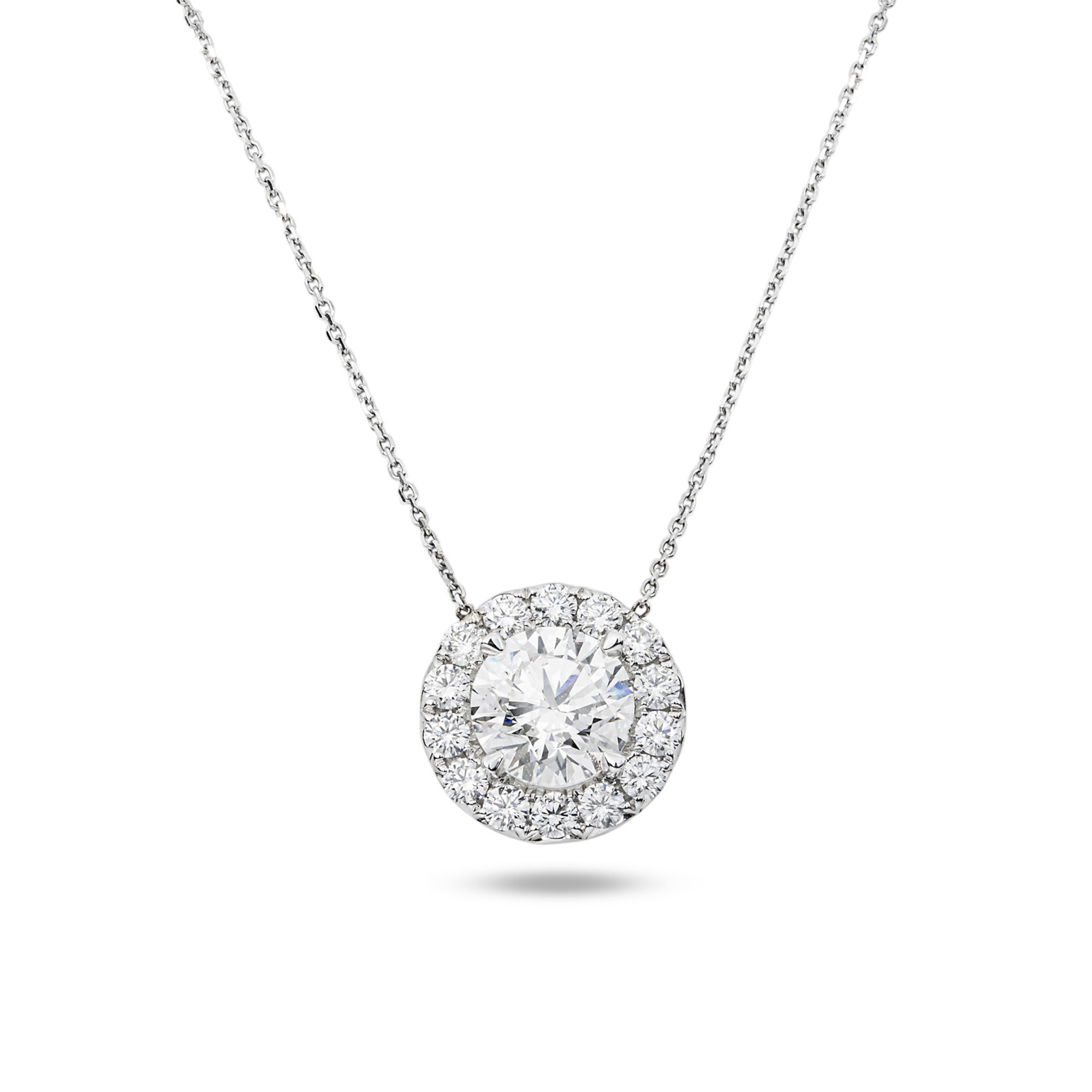 IGI 14K White Gold Round Diamond Pendant & Chain Necklace 5.31ct