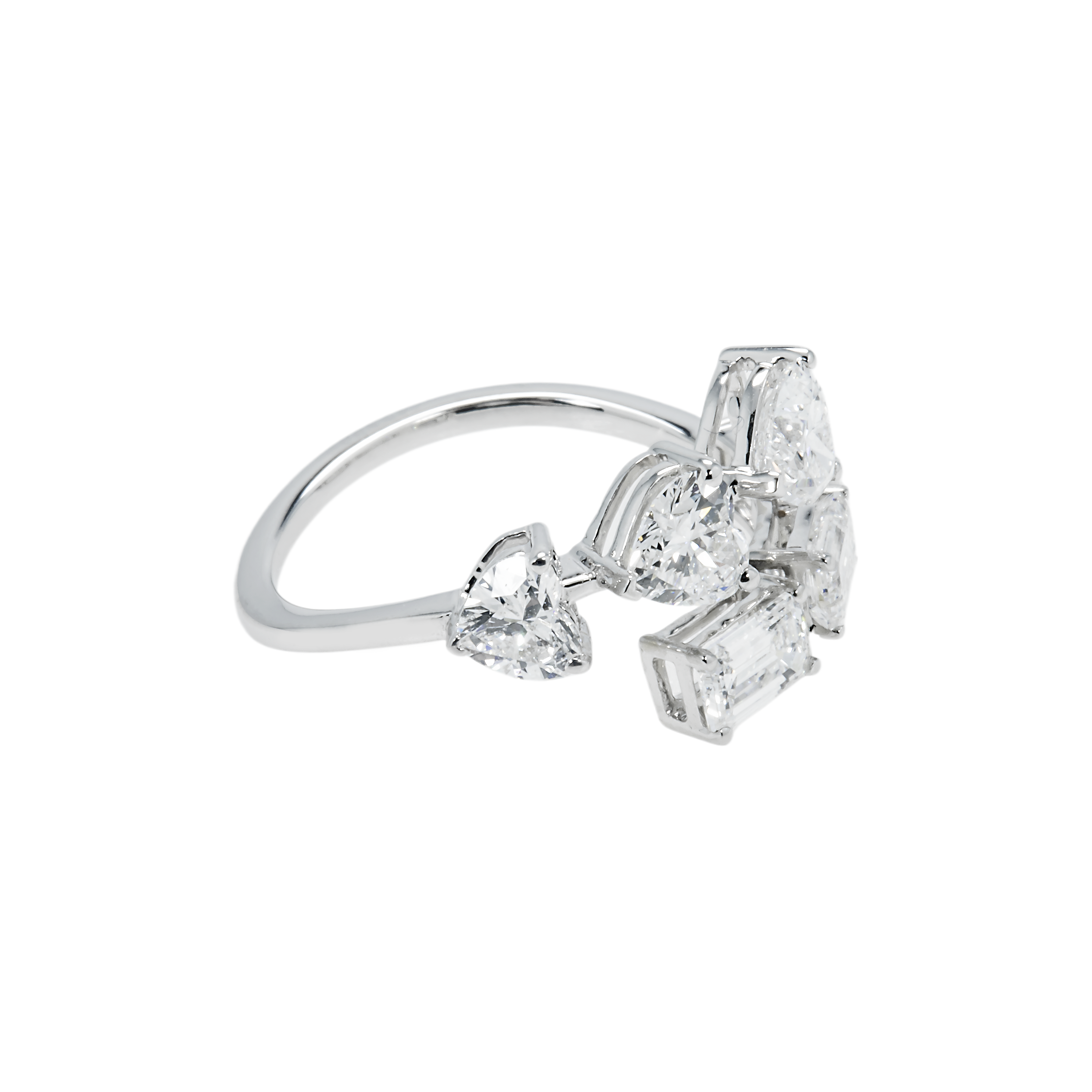 14K White Gold Heart & Emerald Cut Wrap Ring 2.05Ct Rings