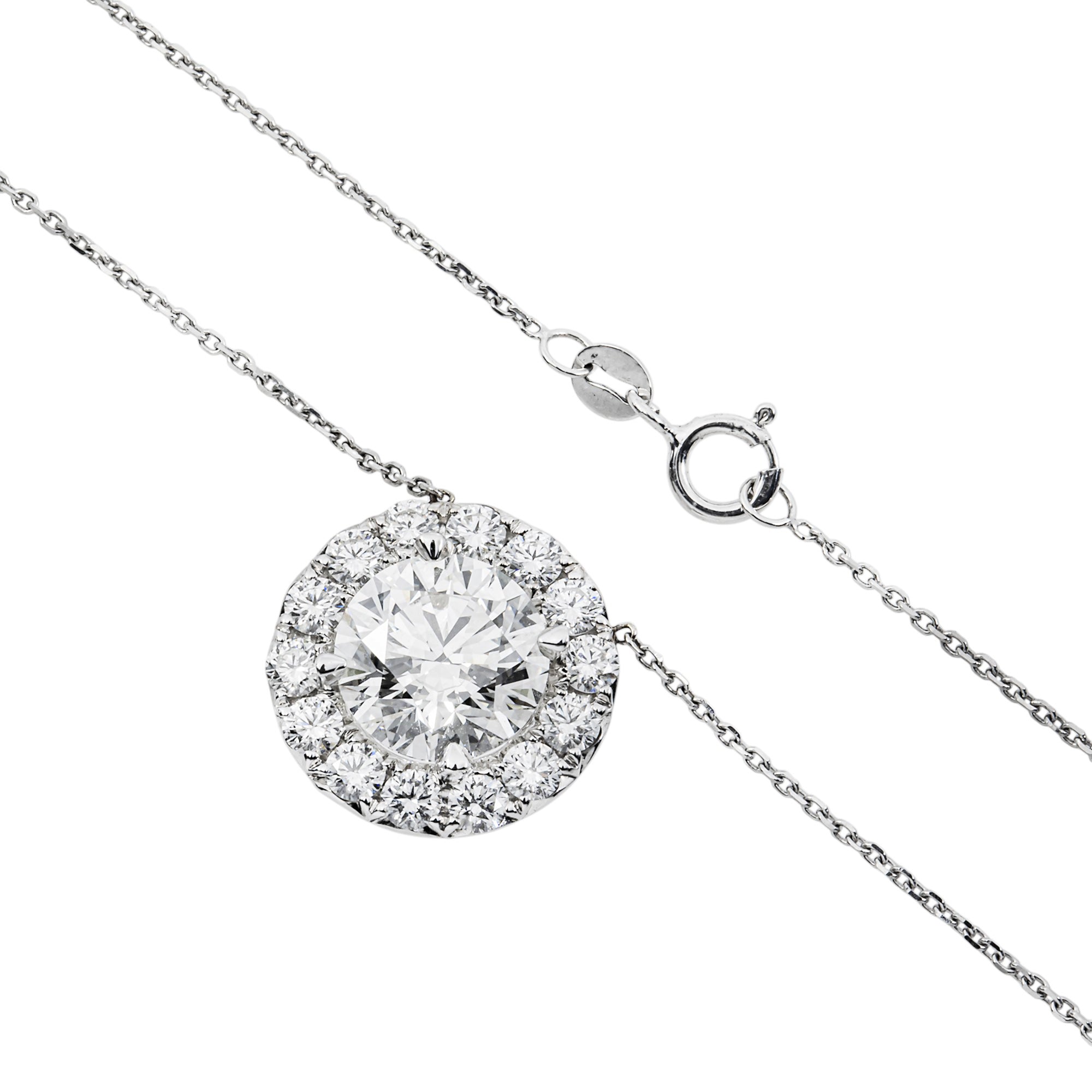 IGI 14K White Gold Round Diamond Pendant & Chain Necklace 5.31ct