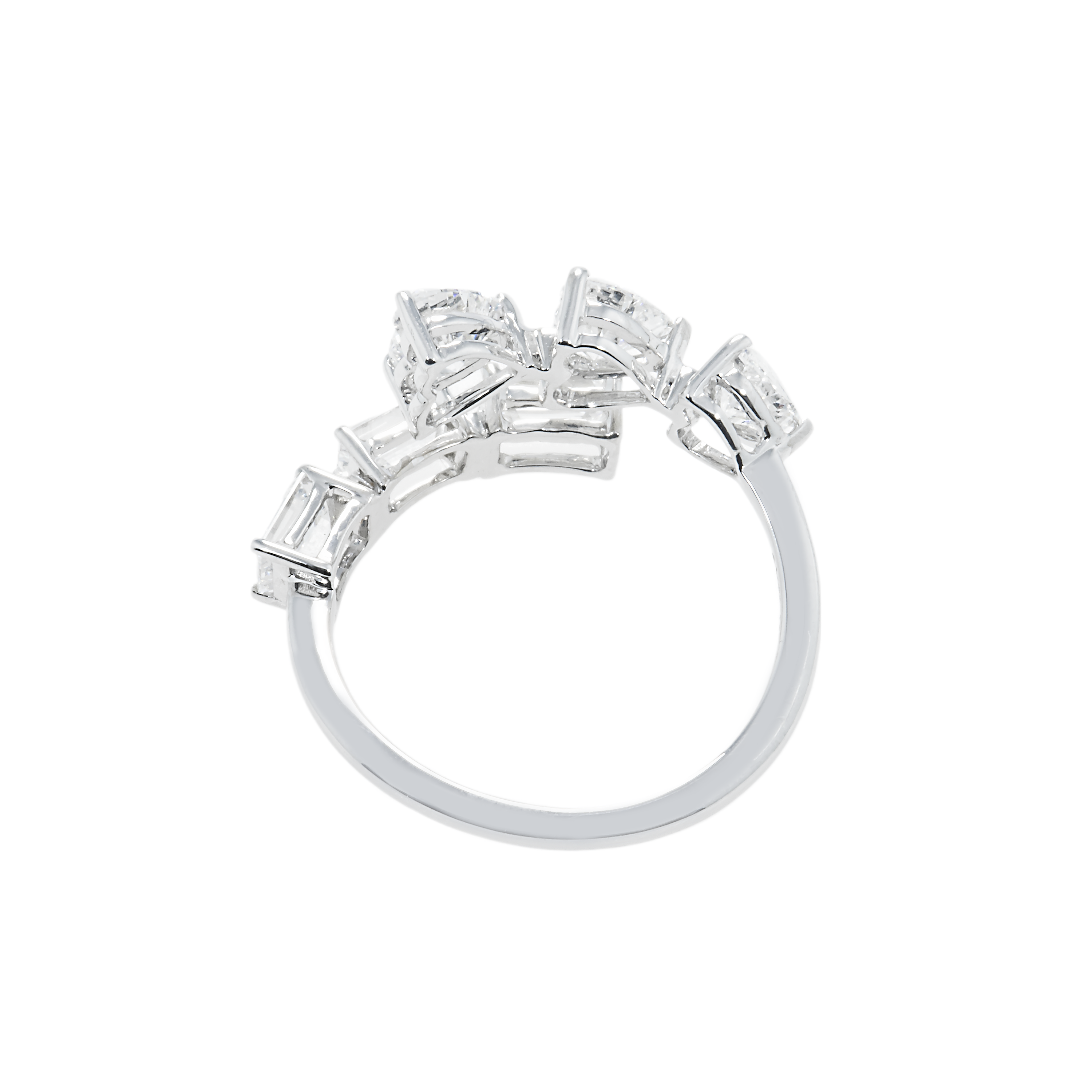 14K White Gold Heart & Emerald Cut Wrap Ring 2.05Ct Rings