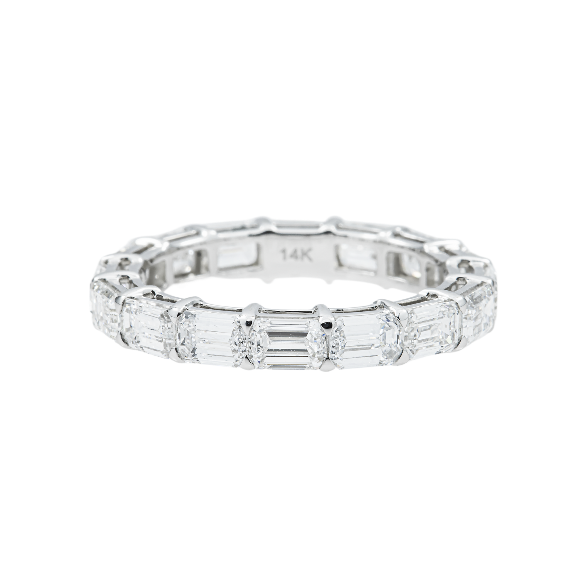 14K White Gold Emerald Cut Diamond Eternity Ring 3.49ct (Size 6.5)