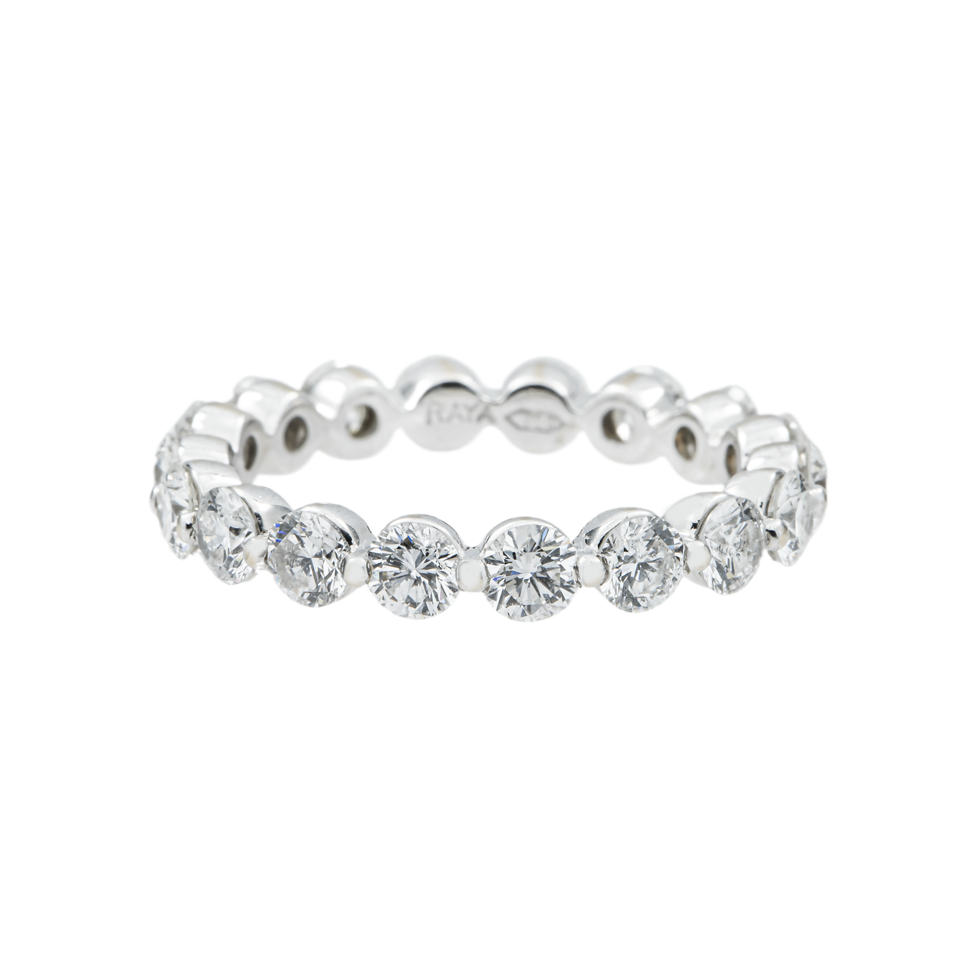 18K White Gold Round Diamond Eternity Ring 3.0ct (Size 7.5)