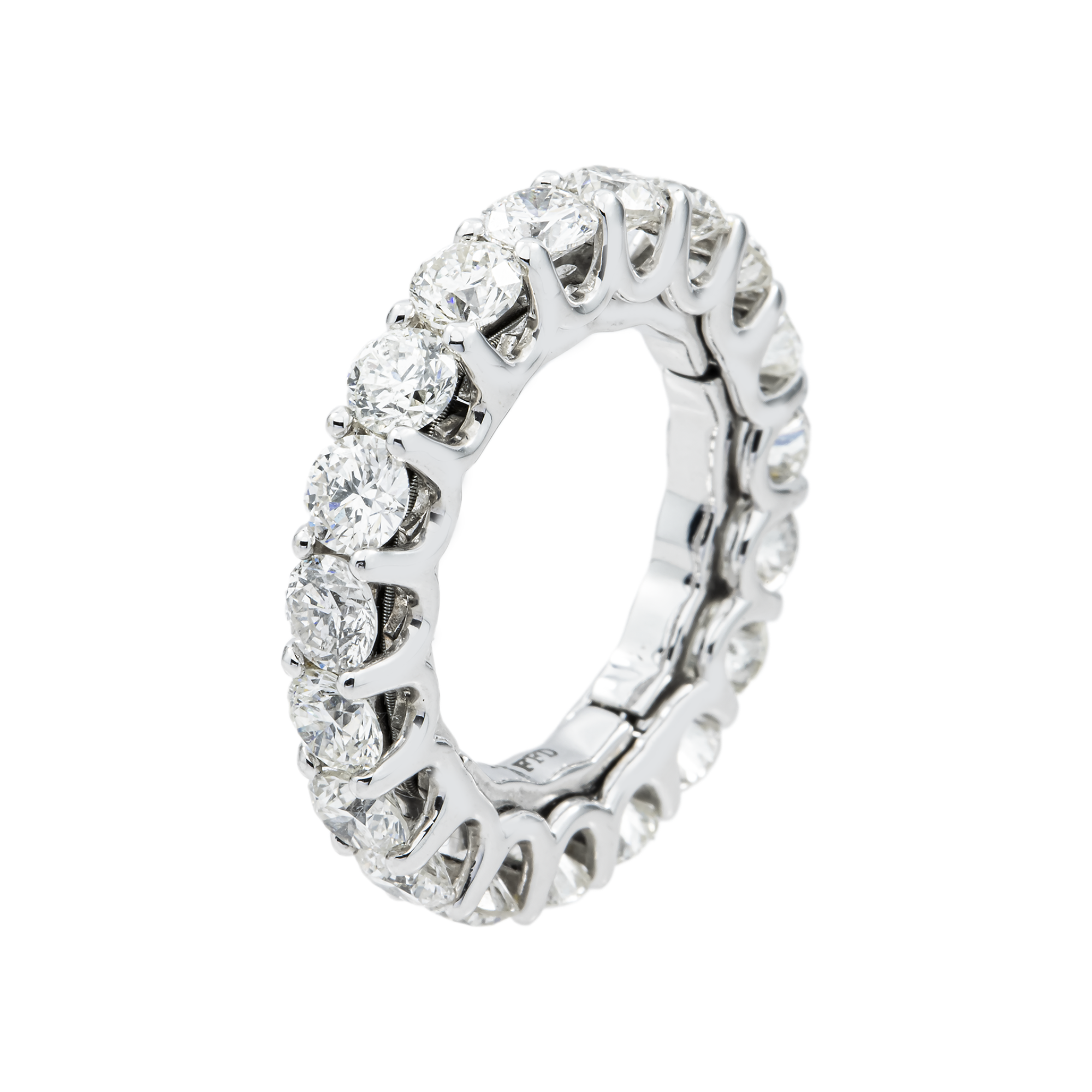14K White Gold Round Diamond Eternity Ring 4.46ct (Size 6.5 w/ Spring Adjuster)