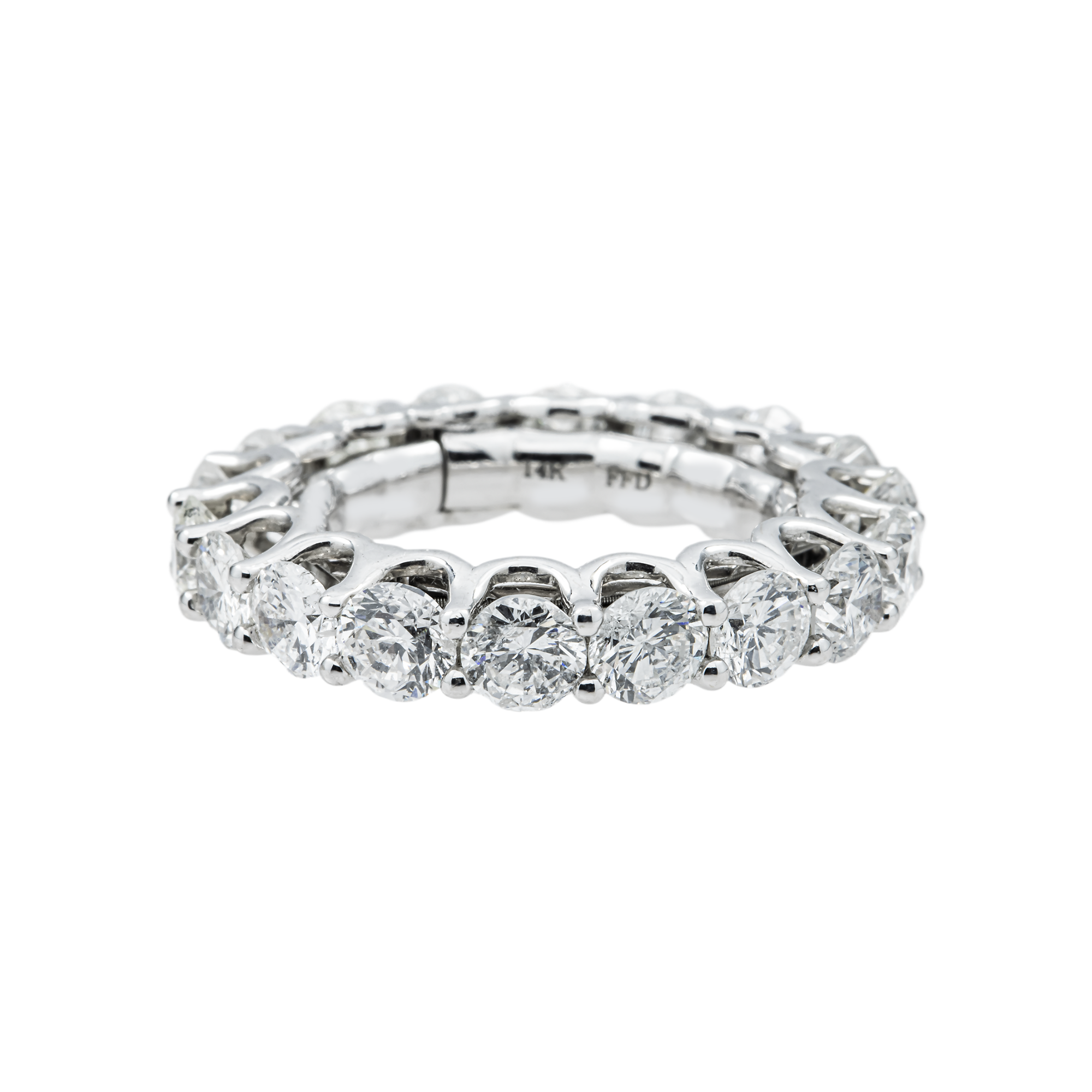 14K White Gold Round Diamond Eternity Ring 5.95ct (Size 8)