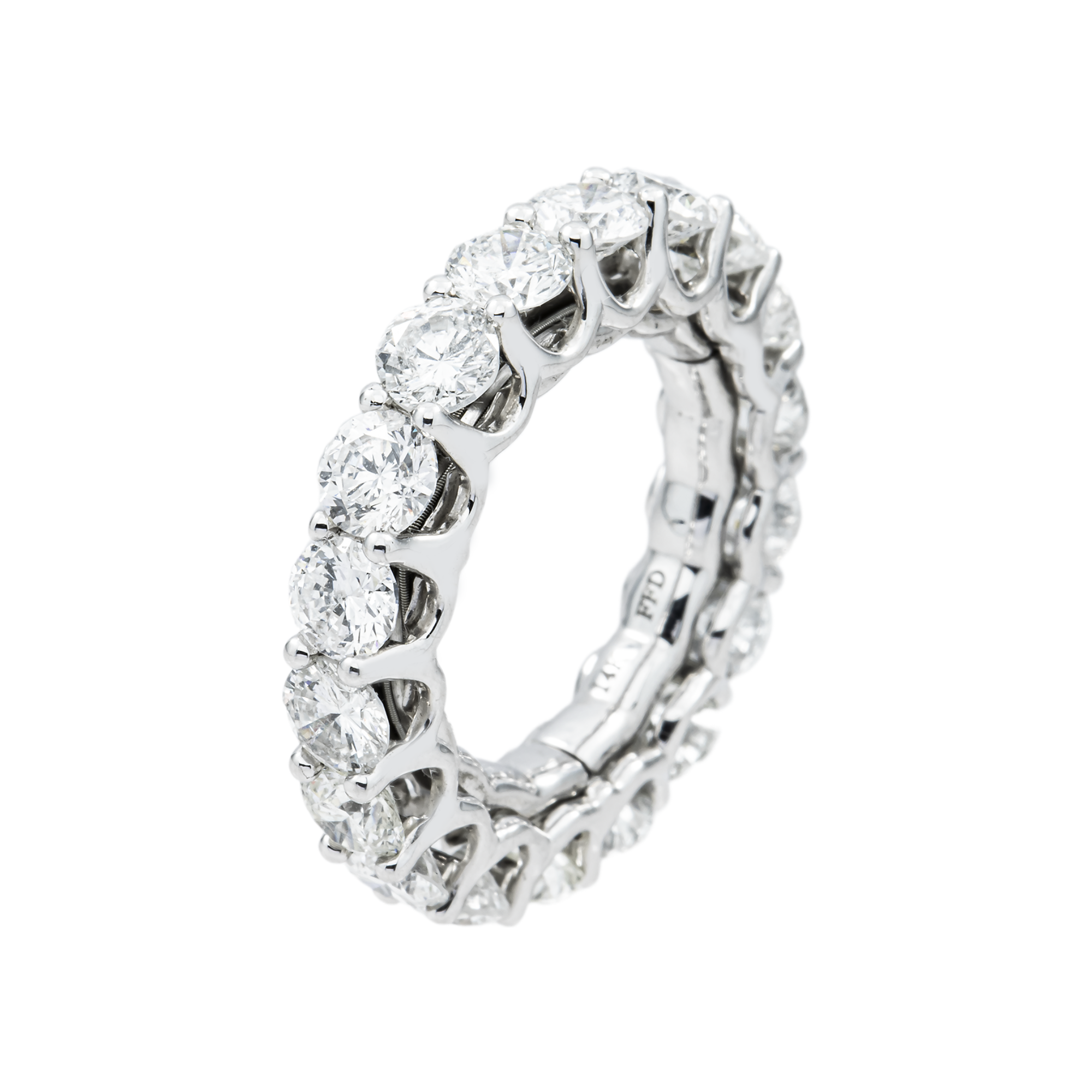 14K White Gold Round Diamond Eternity Ring 5.95ct (Size 8)