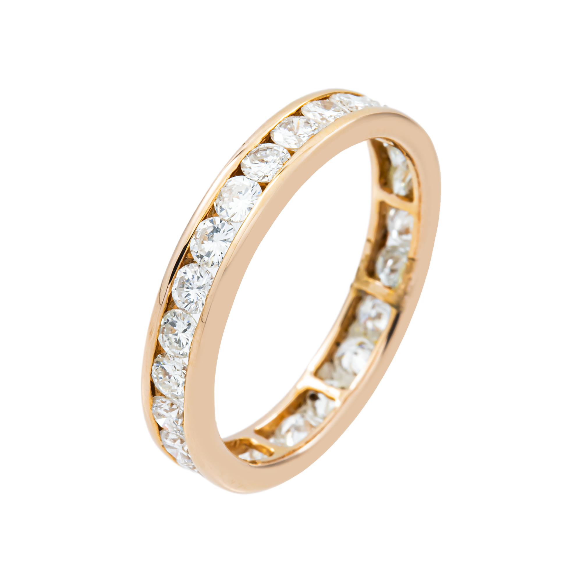 14K Rose Gold Channel Set Round Diamond Eternity Ring 1.55ct (Size 6.5)