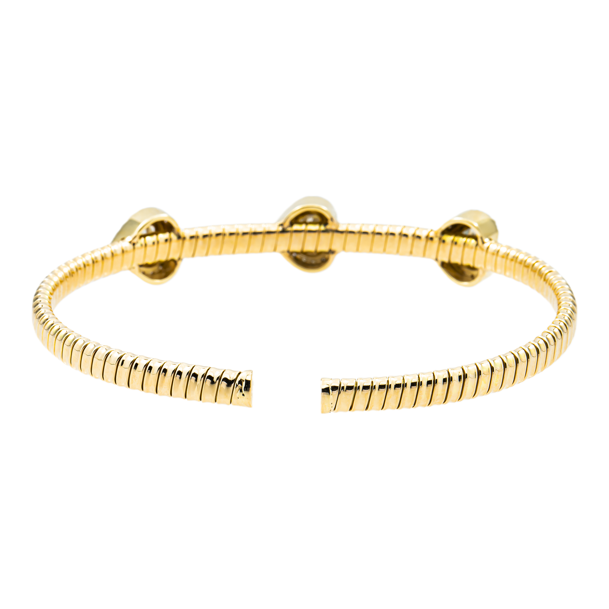 14K Yellow Gold Heart Cut Diamond Satellite Bangle Bracelet 1.87ct