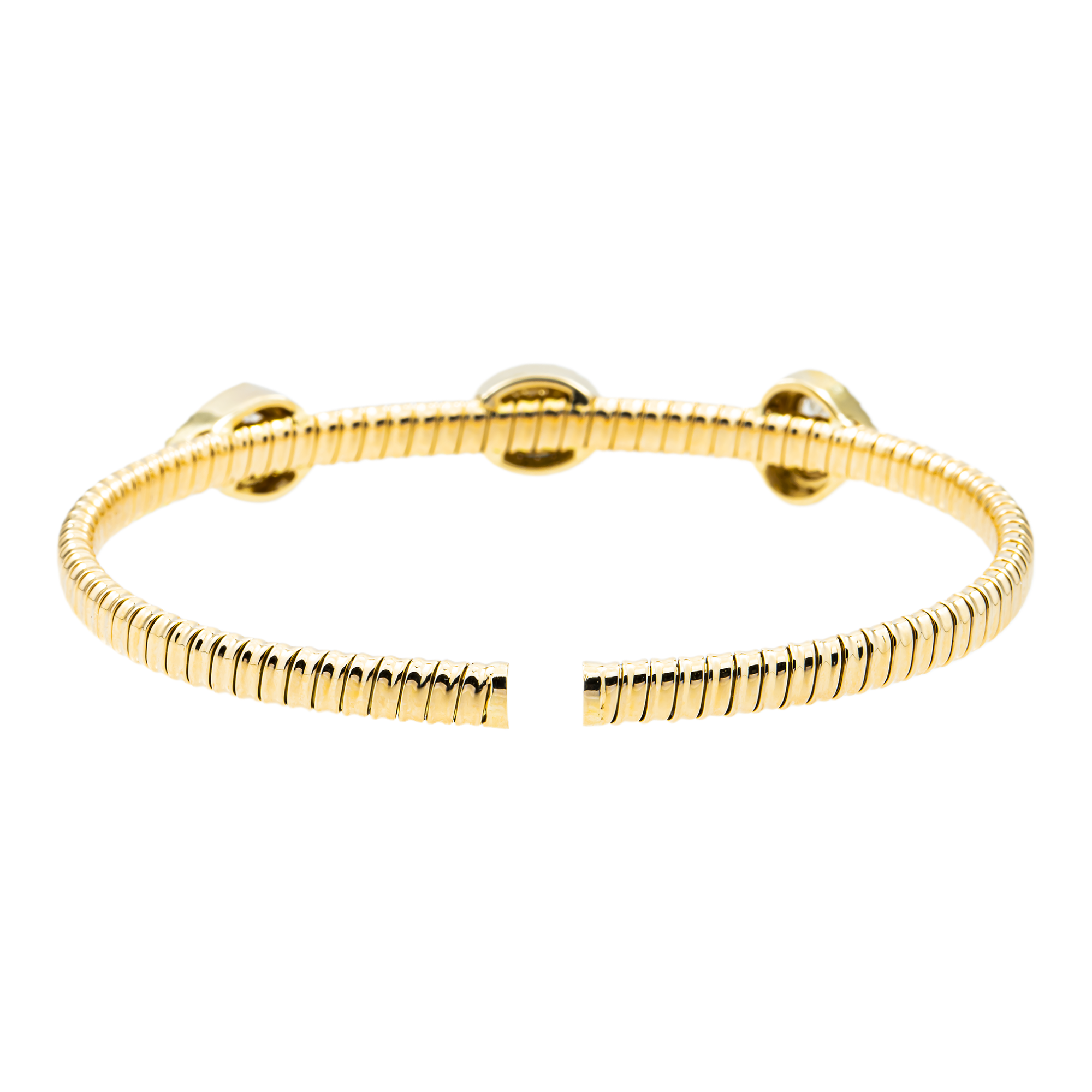 14K Yellow Gold Satellite Diamond Bangle Bracelet 1.88ct