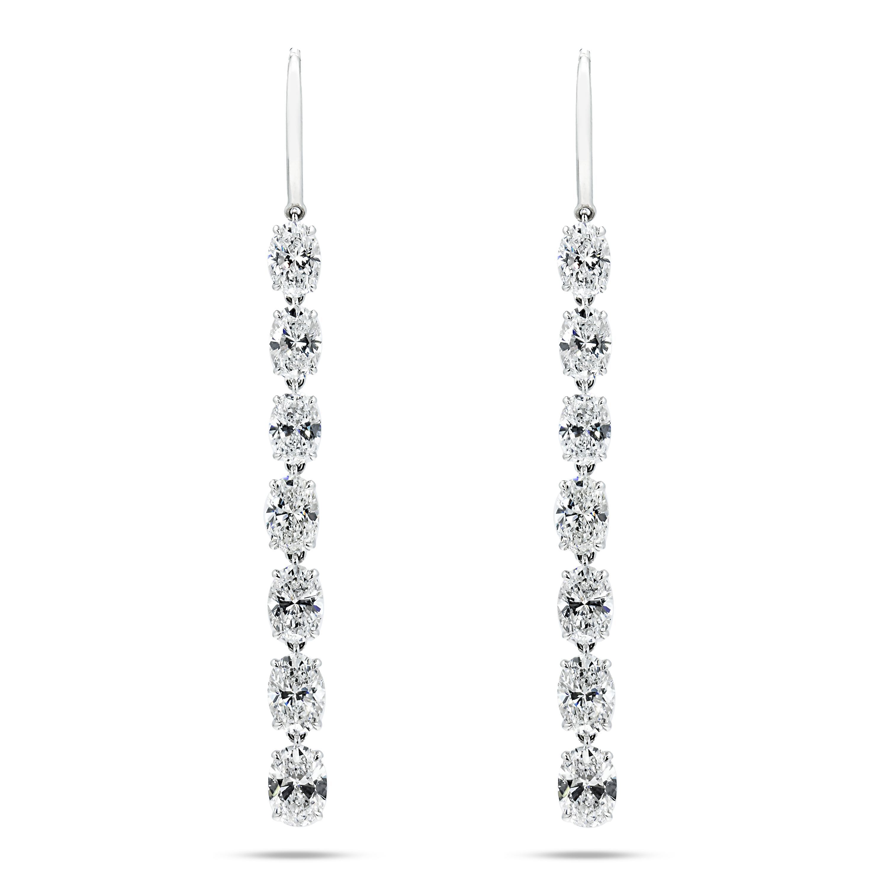 18K White Gold Oval Cut Diamond Drop Earrings 8.48Ctw