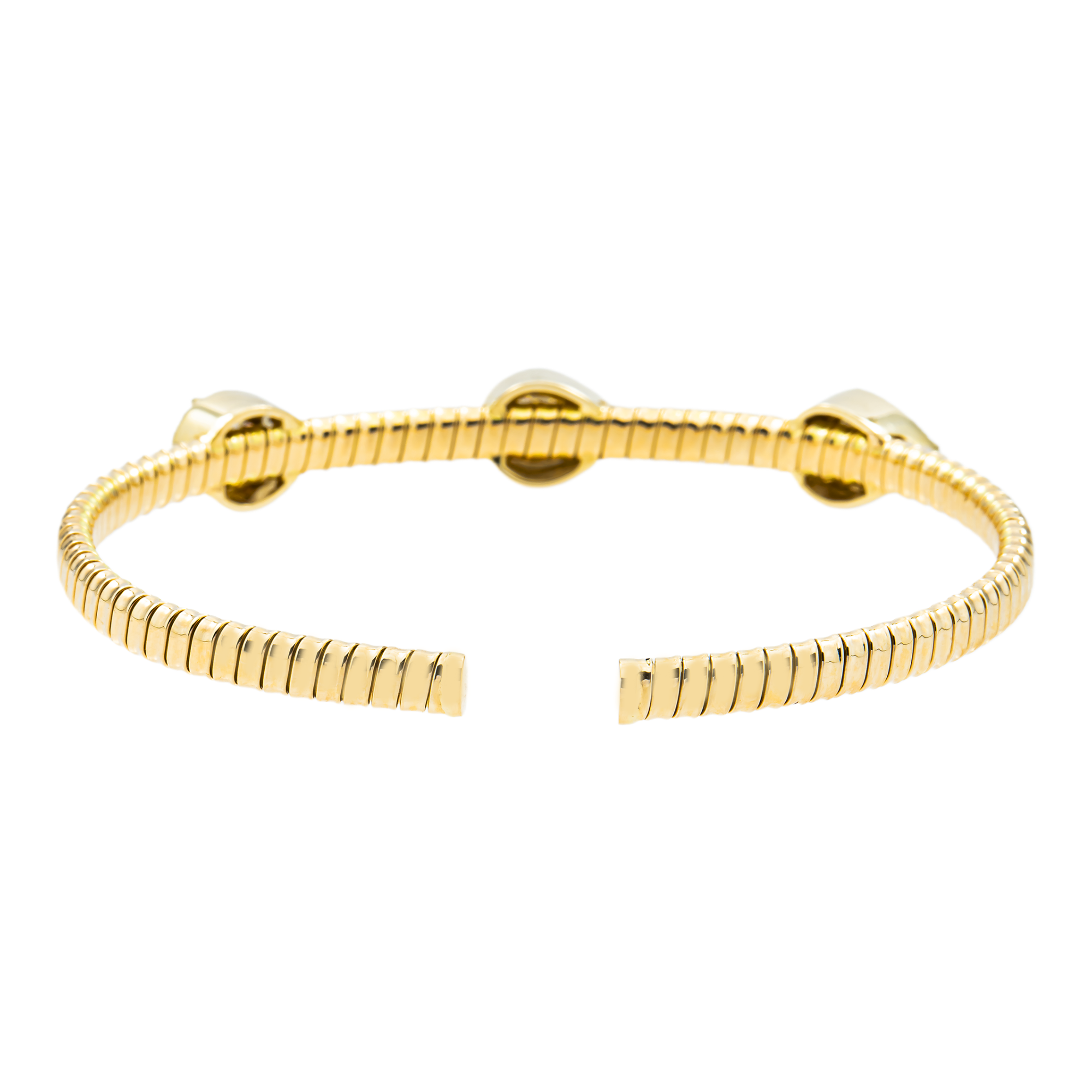14K Yellow Gold Pear Cut Diamond Satellite Bangle Bracelet 1.95ct