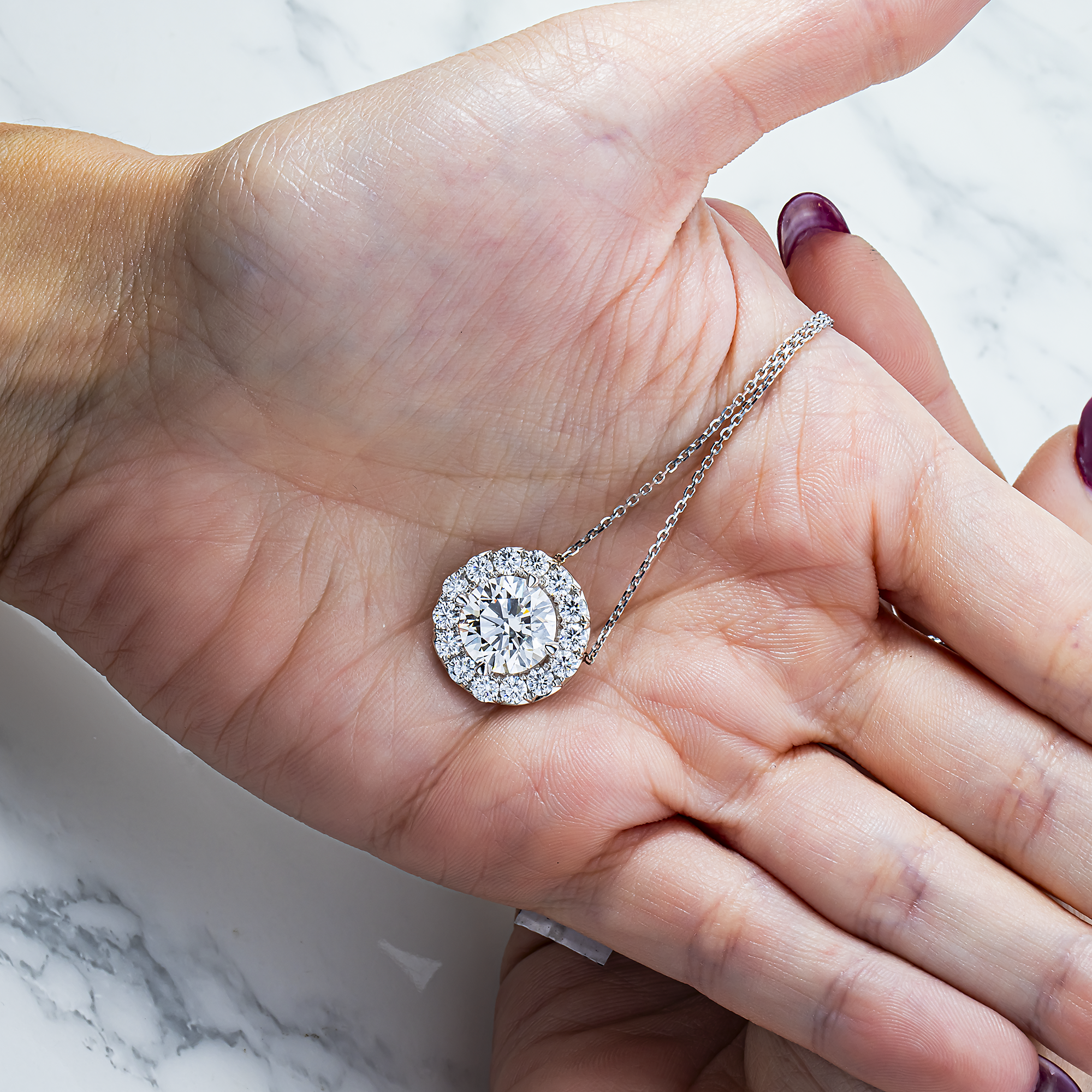 IGI 14K White Gold Round Diamond Pendant & Chain Necklace 5.31ct