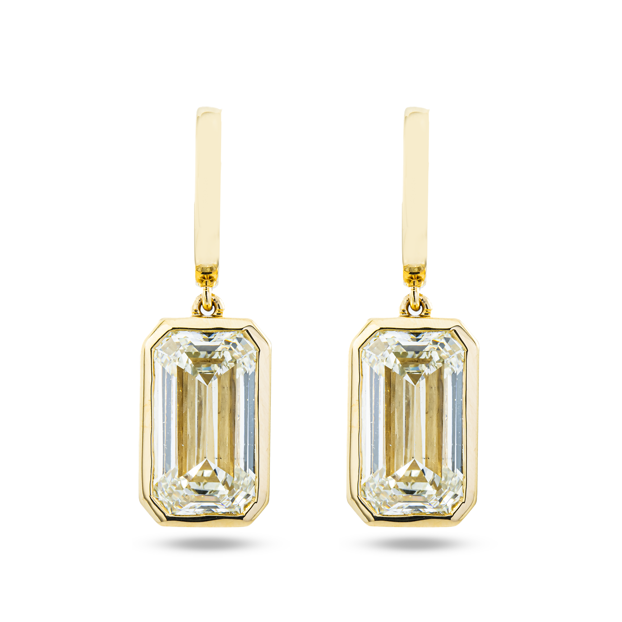 14K Yellow Gold Emerald Diamond Drop Earrings 10.07ctw