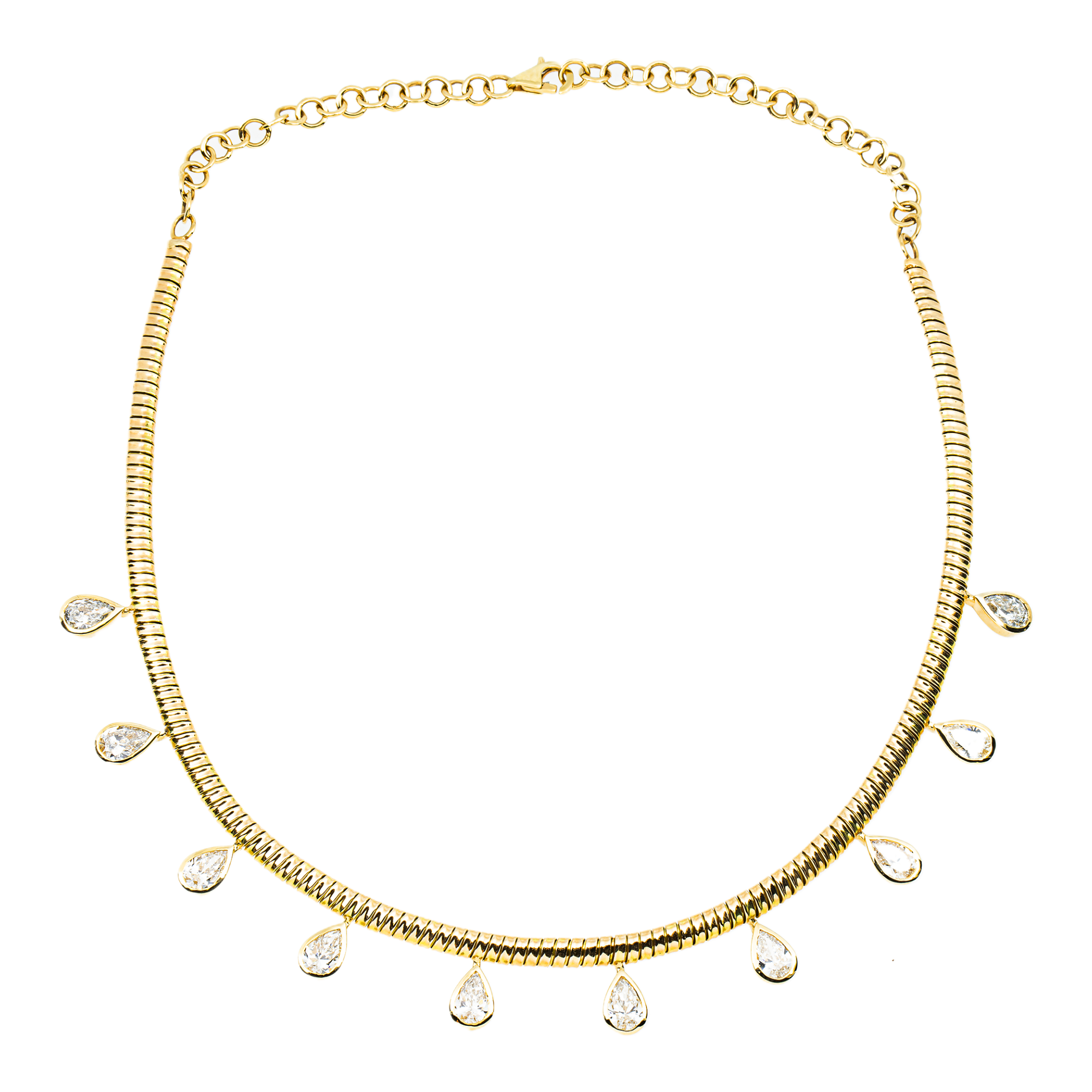 14K Yellow Gold Pear Cut Diamond Drop Necklace 5.35ct