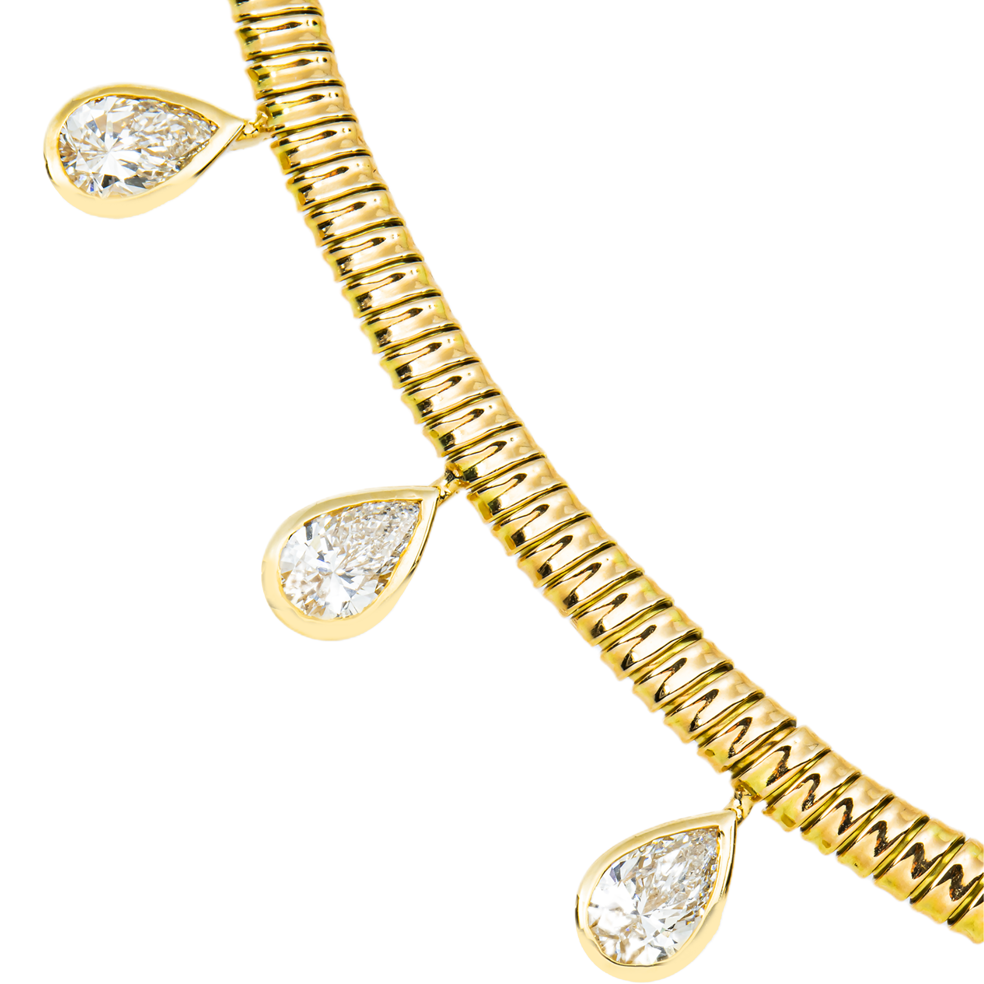 14K Yellow Gold Pear Cut Diamond Drop Necklace 5.35ct