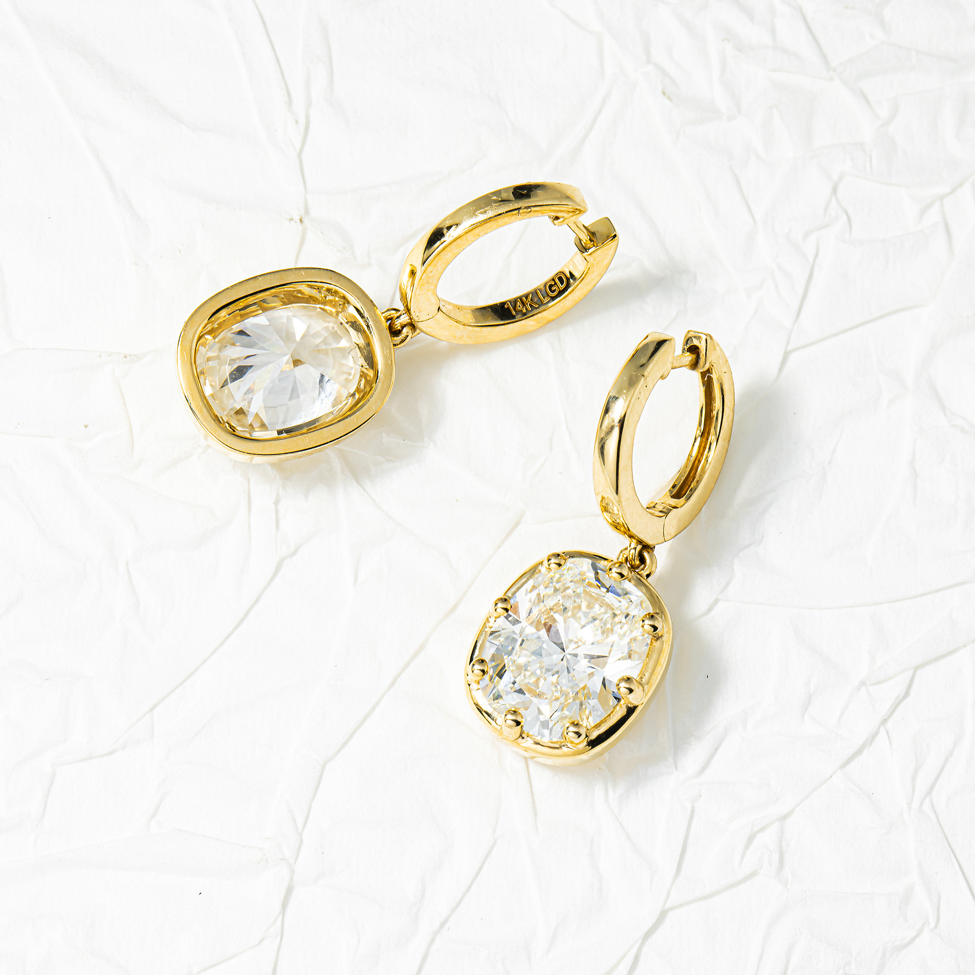 14K Yellow Gold Cushion Diamond Drop Earrings 7.39ctw