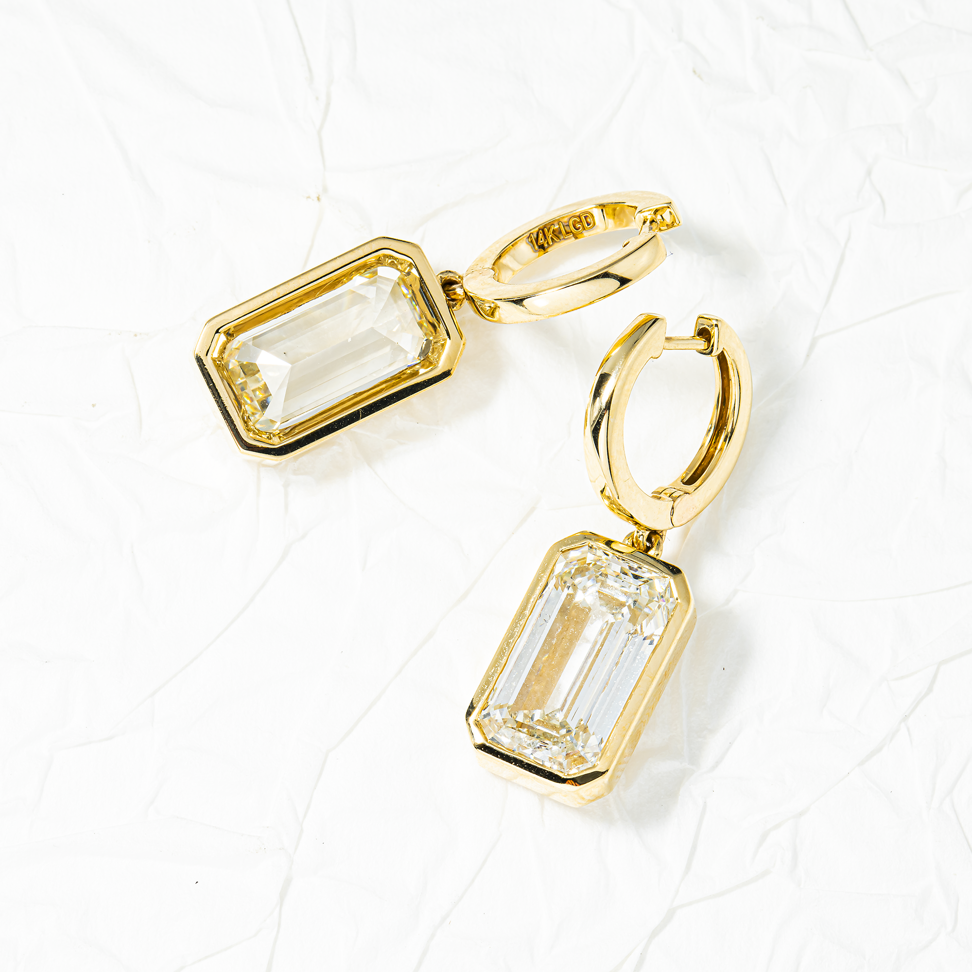 14K Yellow Gold Emerald Diamond Drop Earrings 10.07ctw