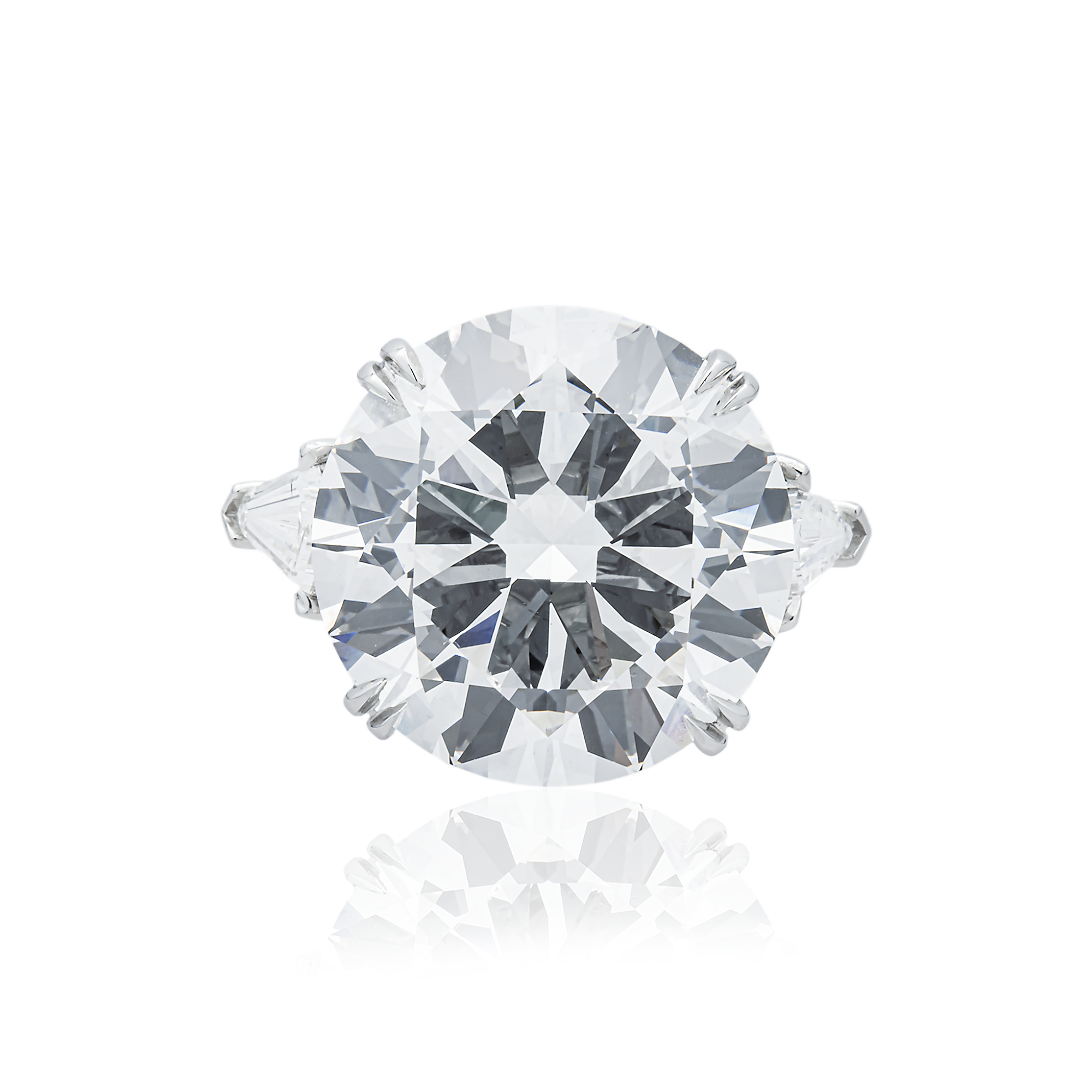 Platinum 20.03ct Round Diamond Engagement Ring 21.74ctw