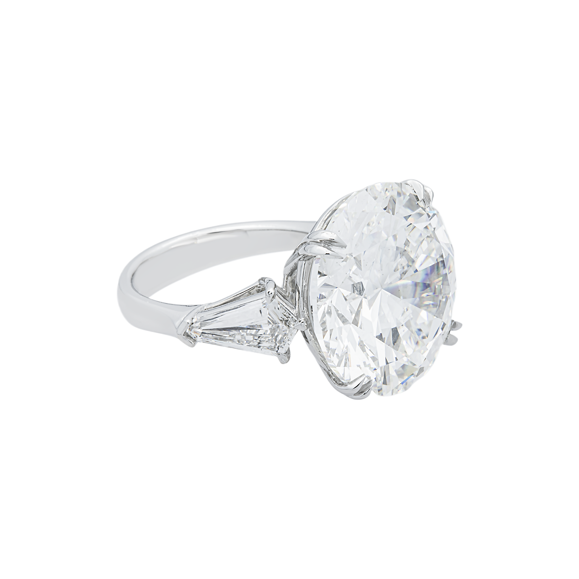 Platinum 20.03ct Round Diamond Engagement Ring 21.74ctw