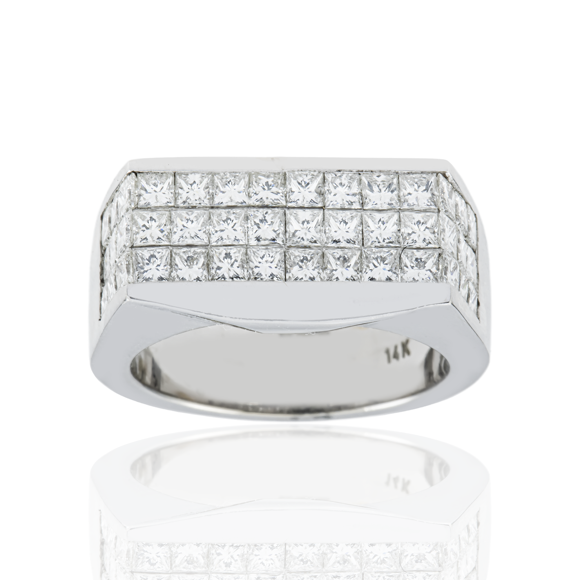 18K White Gold Princess Cut Diamond Ring 1.85ct
