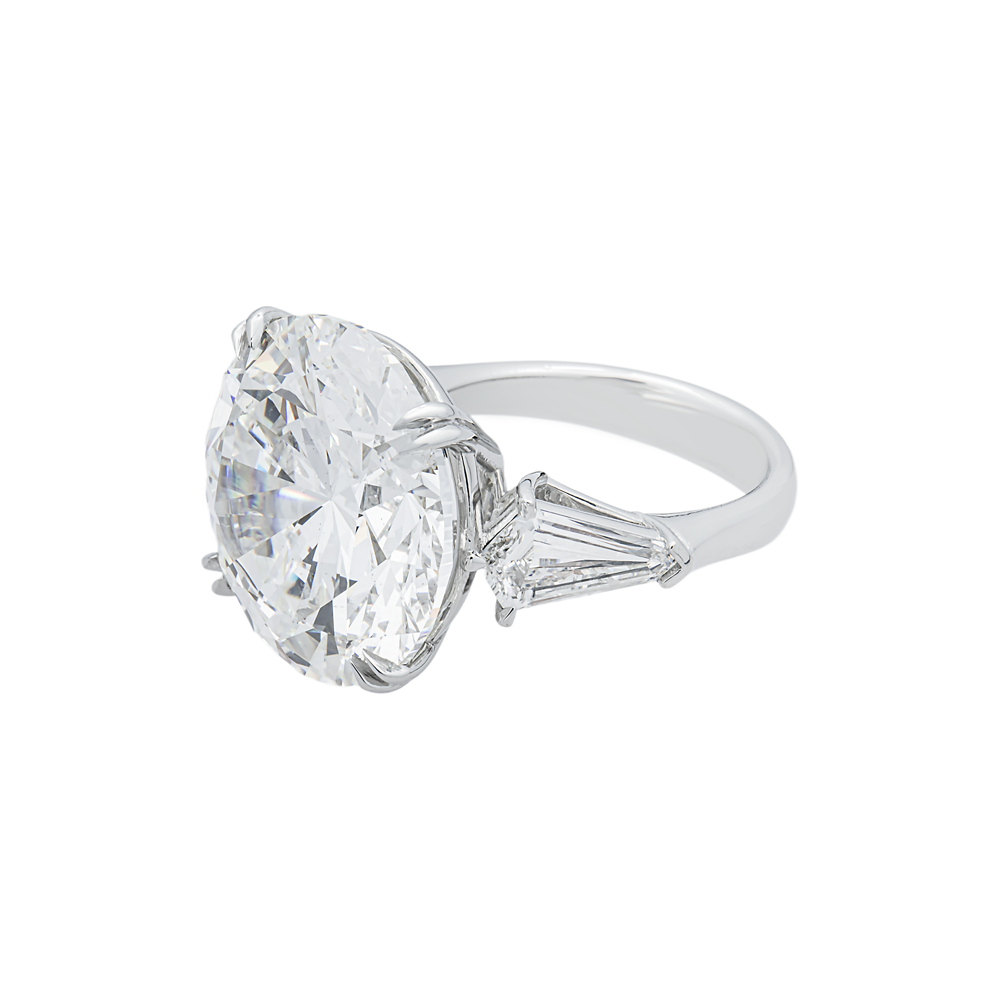 Platinum 20.03ct Round Diamond Engagement Ring 21.74ctw