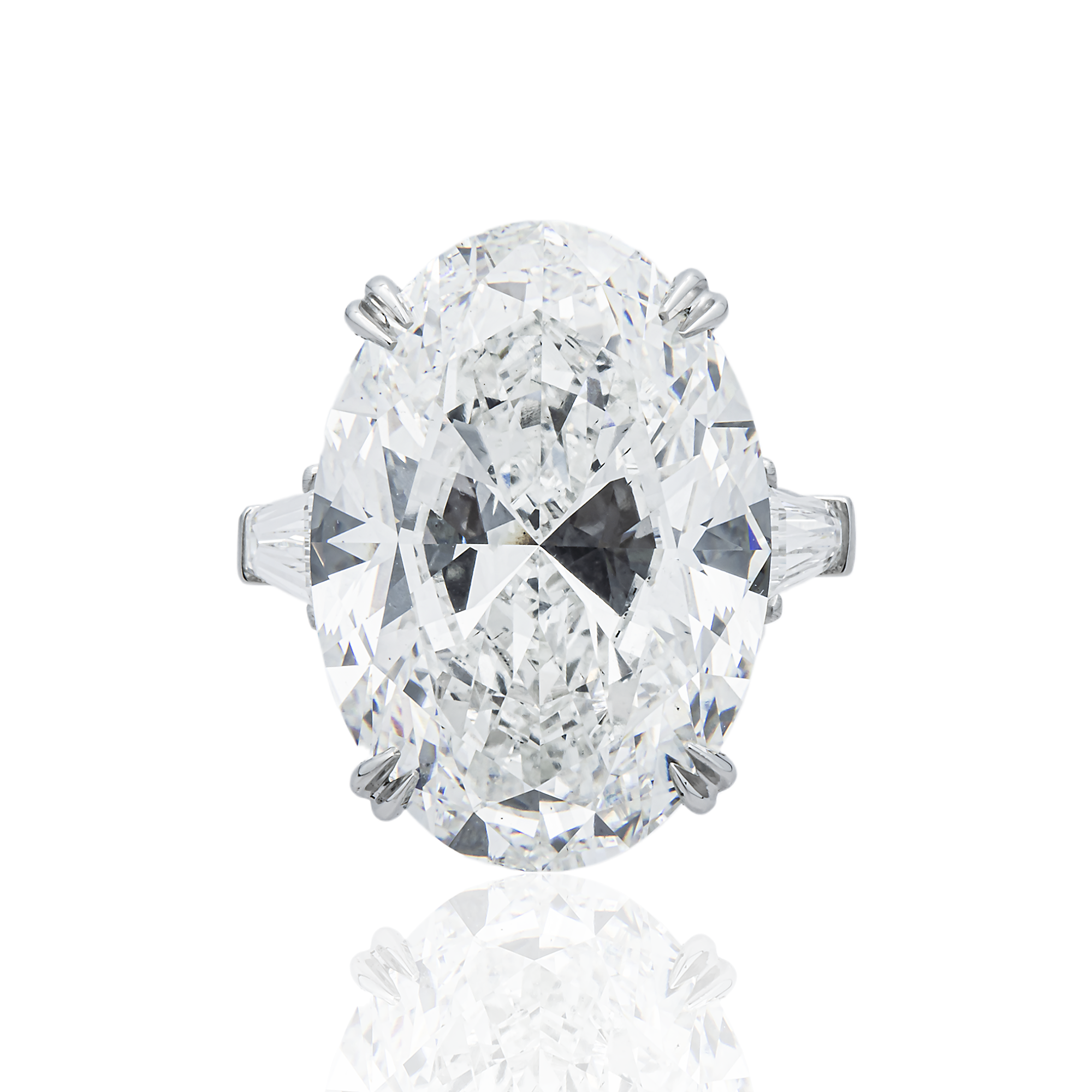 Platinum 30.59ct Oval Diamond Engagement Ring 32.93ctw