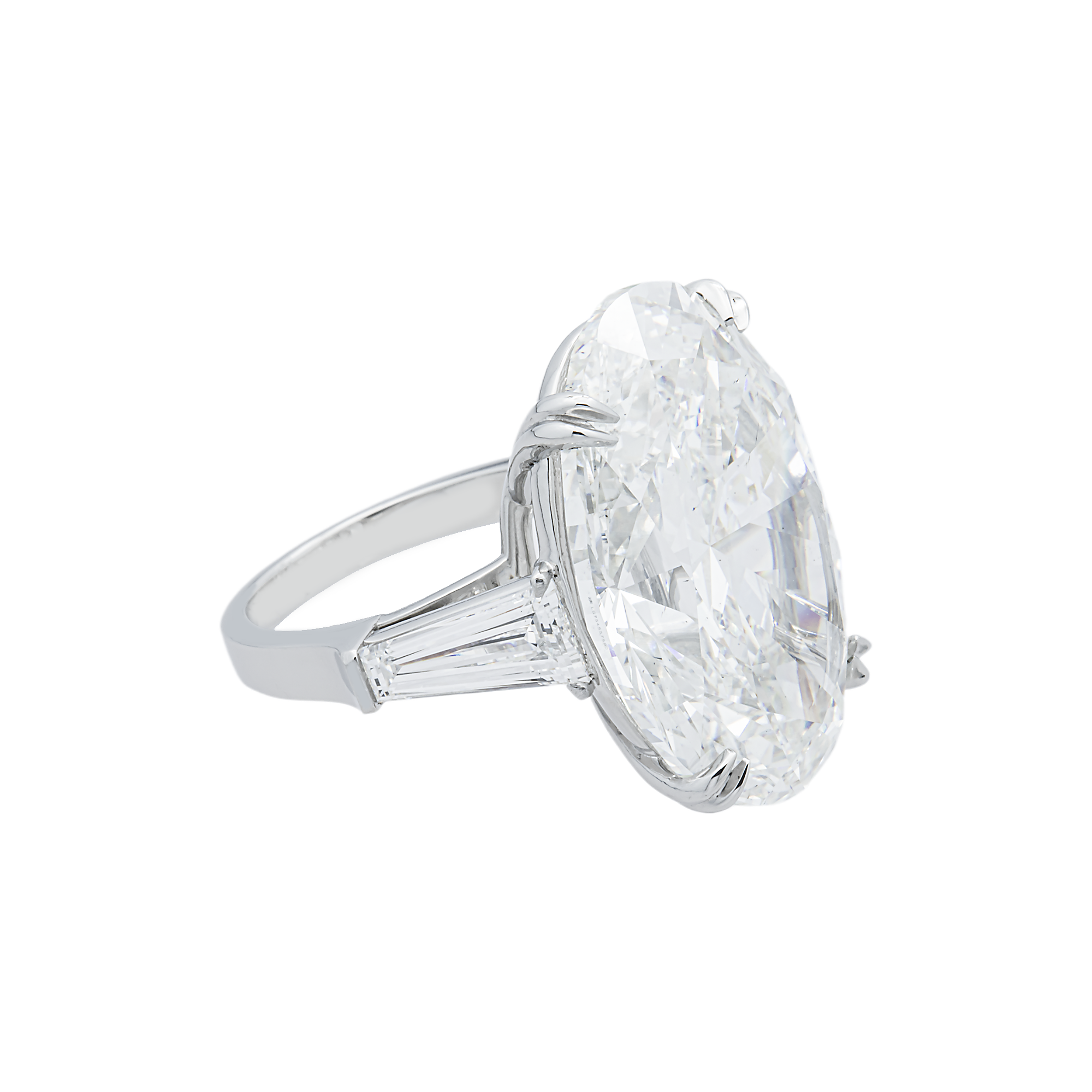 Platinum 30.59ct Oval Diamond Engagement Ring 32.93ctw