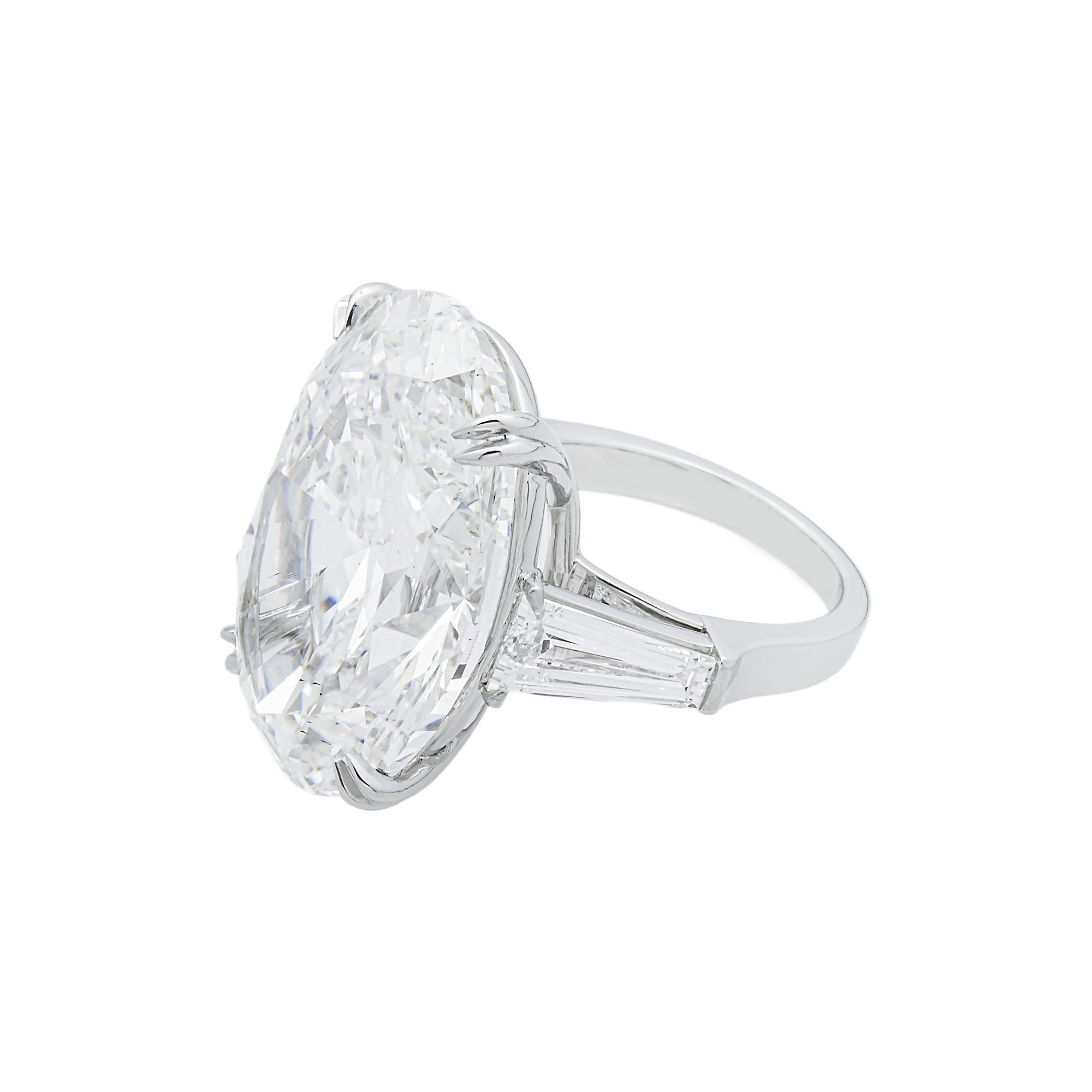 Platinum 30.59ct Oval Diamond Engagement Ring 32.93ctw