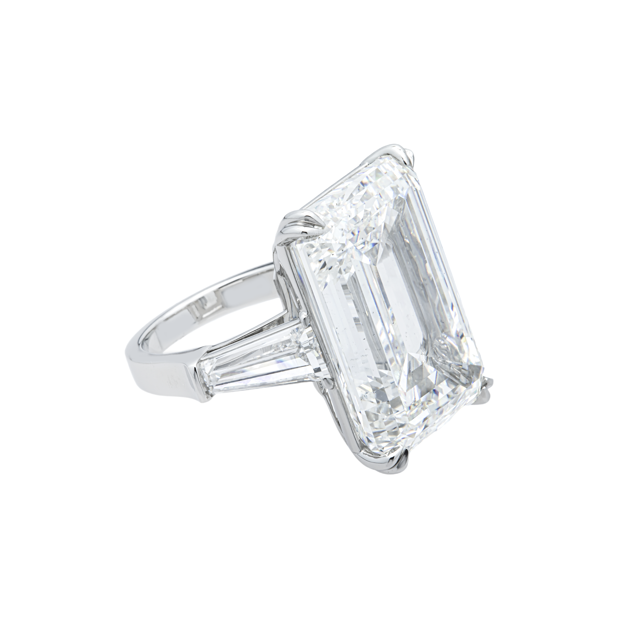 Platinum 30.20ct Emerald Diamond Engagement Ring 32.48ctw