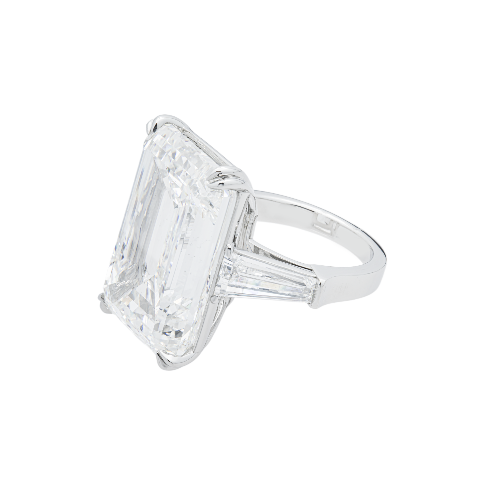 Platinum 30.20ct Emerald Diamond Engagement Ring 32.48ctw