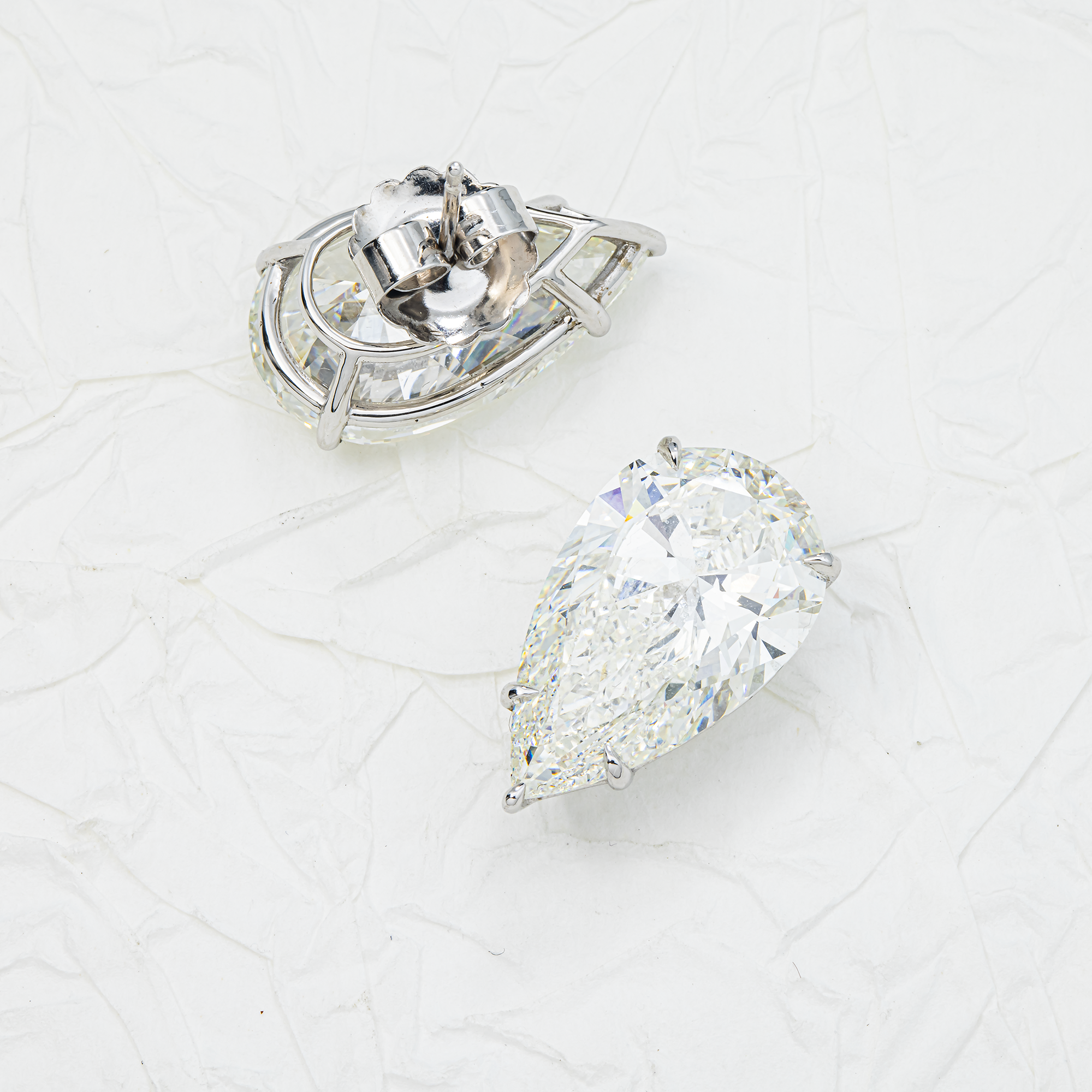IGI 14K White Gold Pear Diamond Stud Earrings 24.31ctw