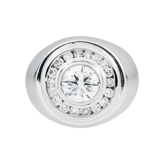 14K White Gold Round Diamond Ring W/ Halo 2.81ctw