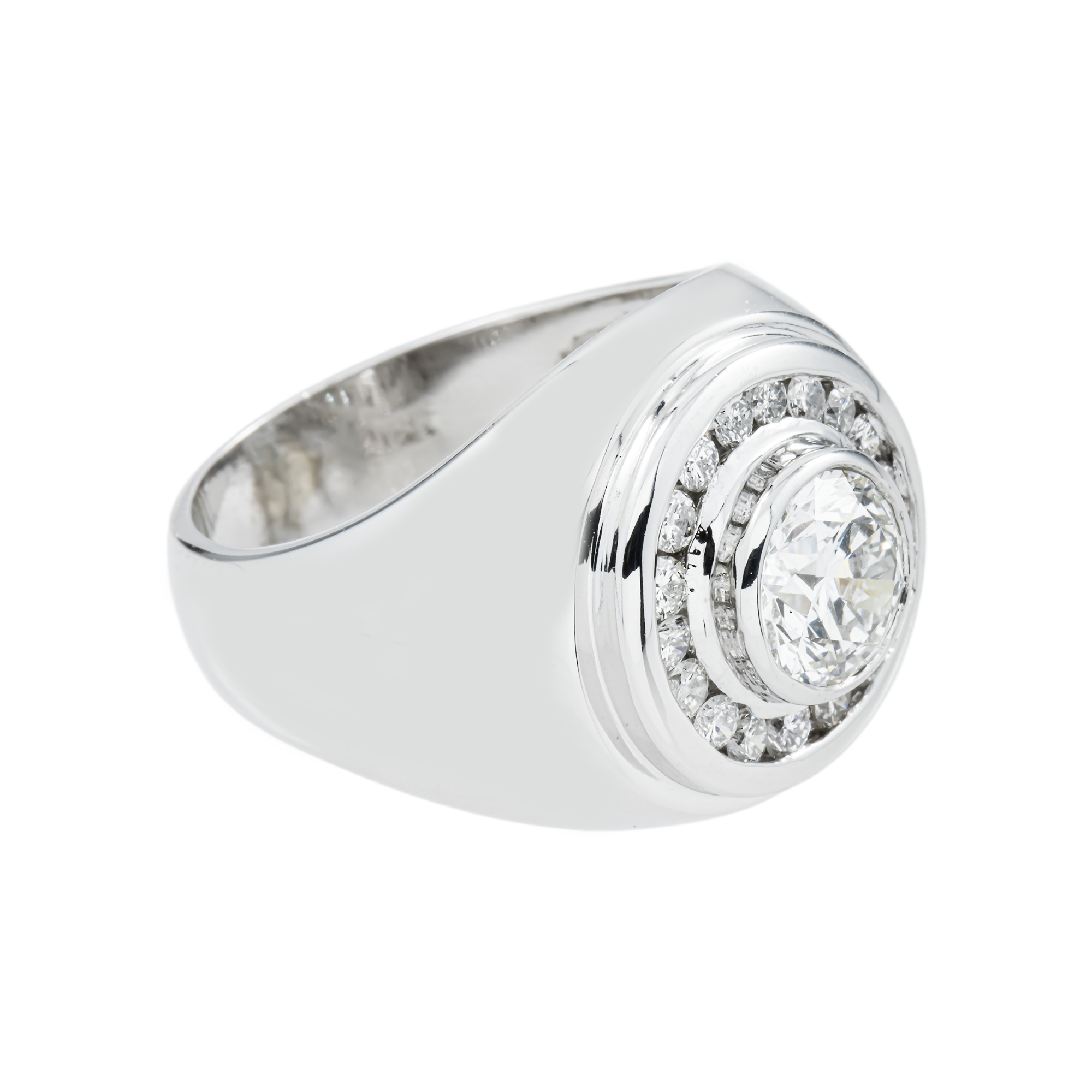 14K White Gold Round Diamond Ring W/ Halo 2.81ctw