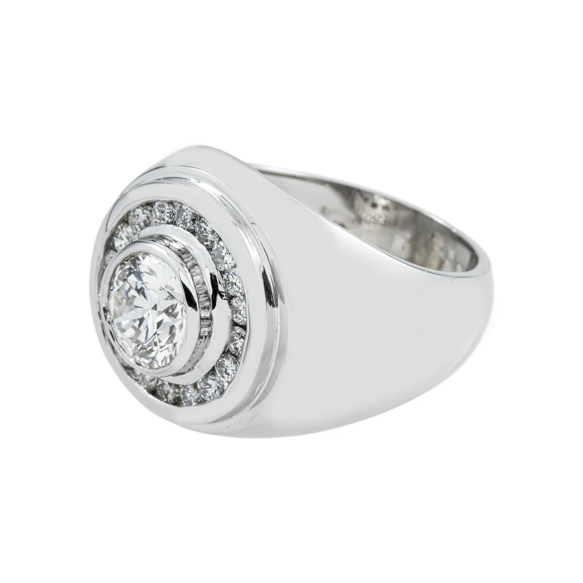 14K White Gold Round Diamond Ring W/ Halo 2.81ctw